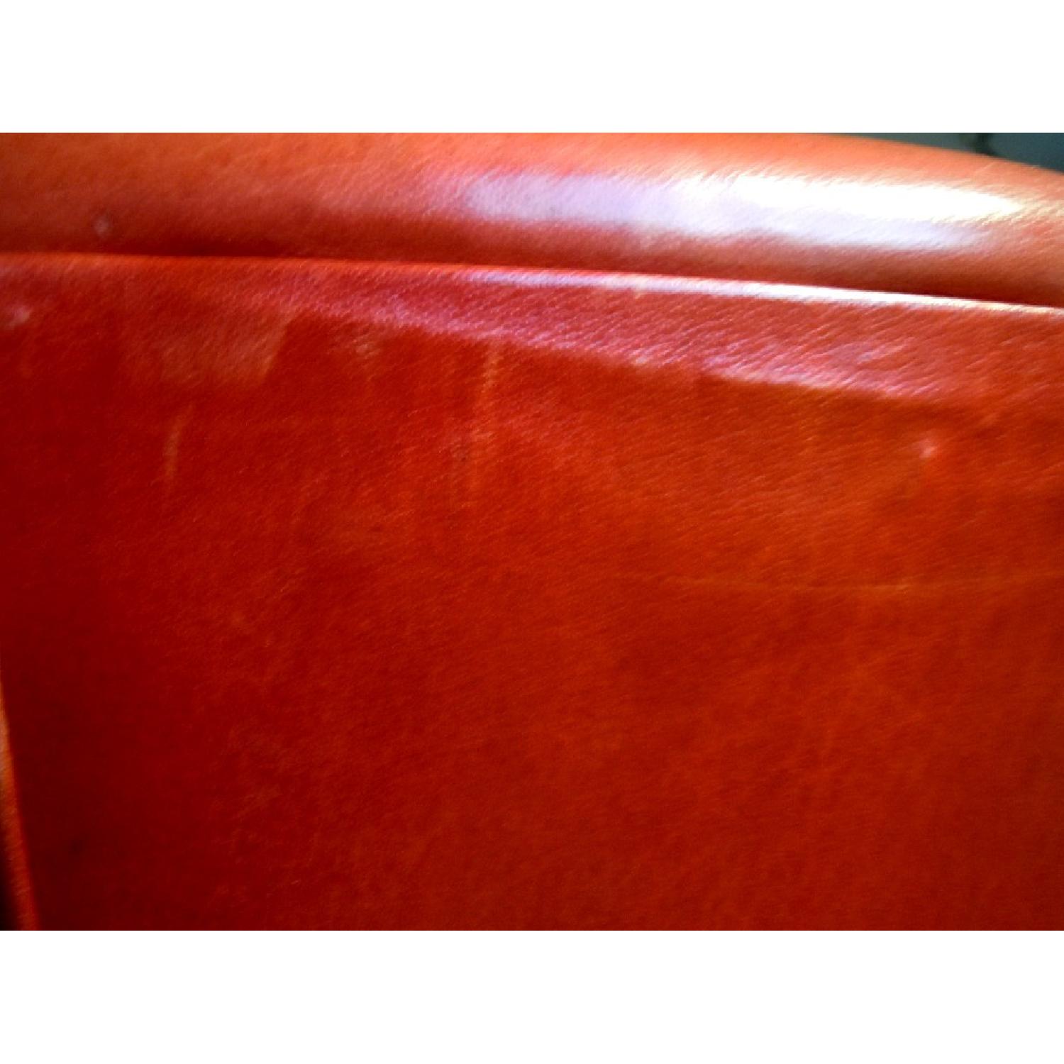 Crate & Barrel Red Leather Armchair - image-8