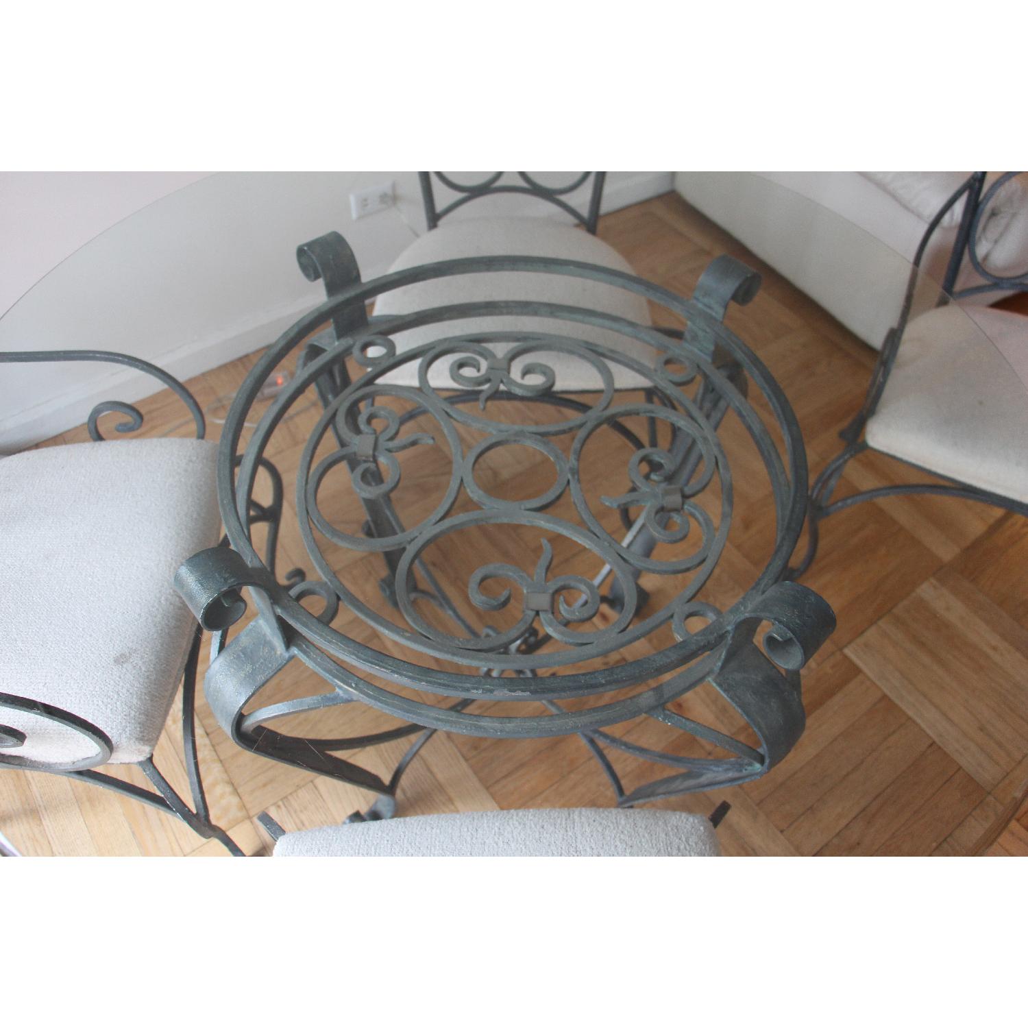 Glass Top Round Wrought Iron 5 Piece Dining Set - image-3