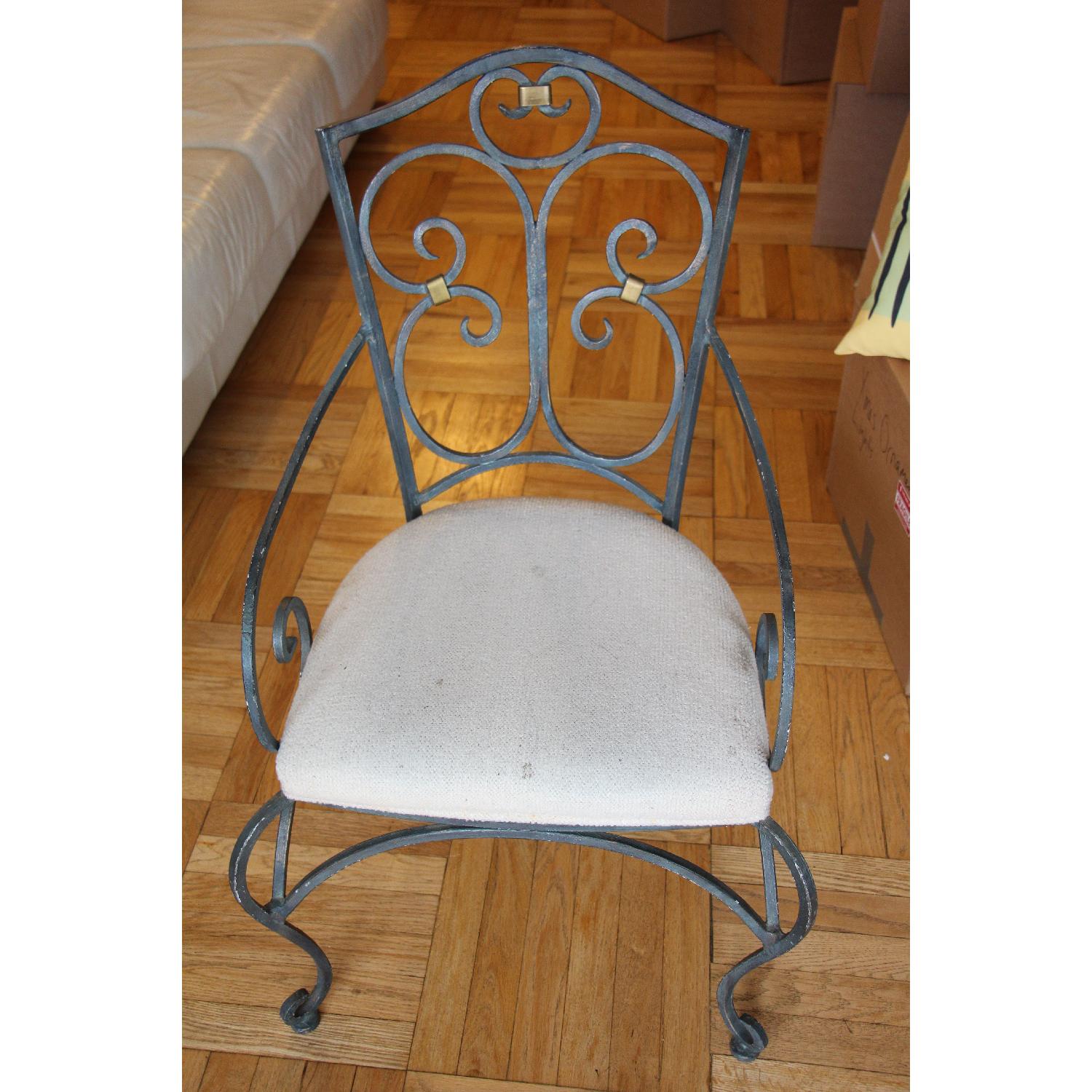 Glass Top Round Wrought Iron 5 Piece Dining Set - image-4