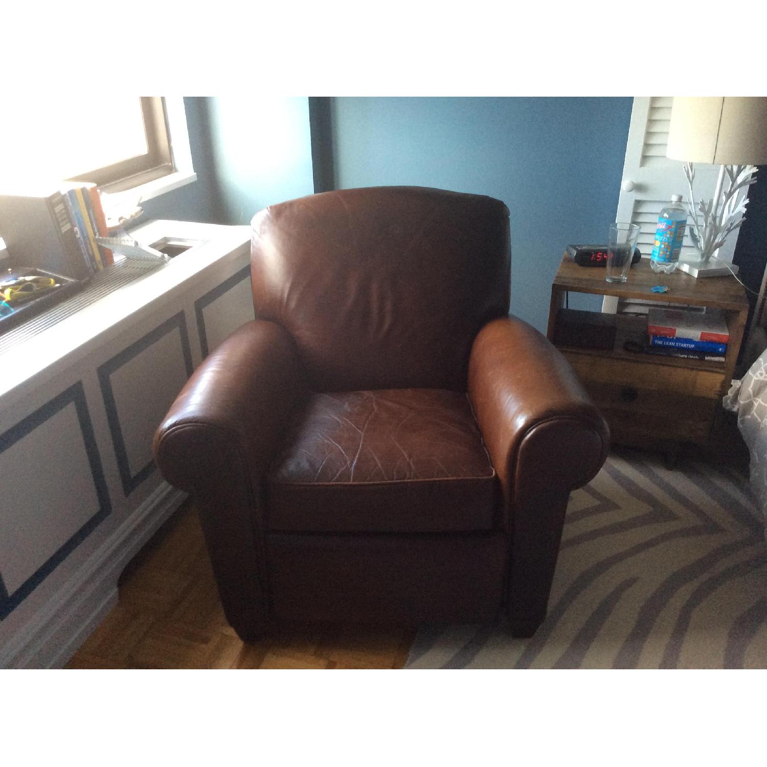 Pottery Barn Manhattan Leather Armchair - image-1