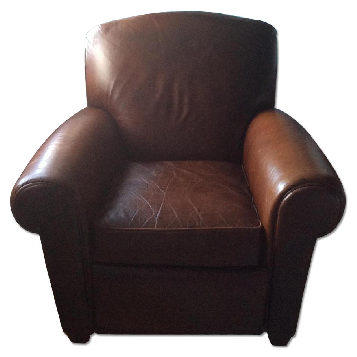 Pottery Barn Manhattan Leather Armchair - image-0