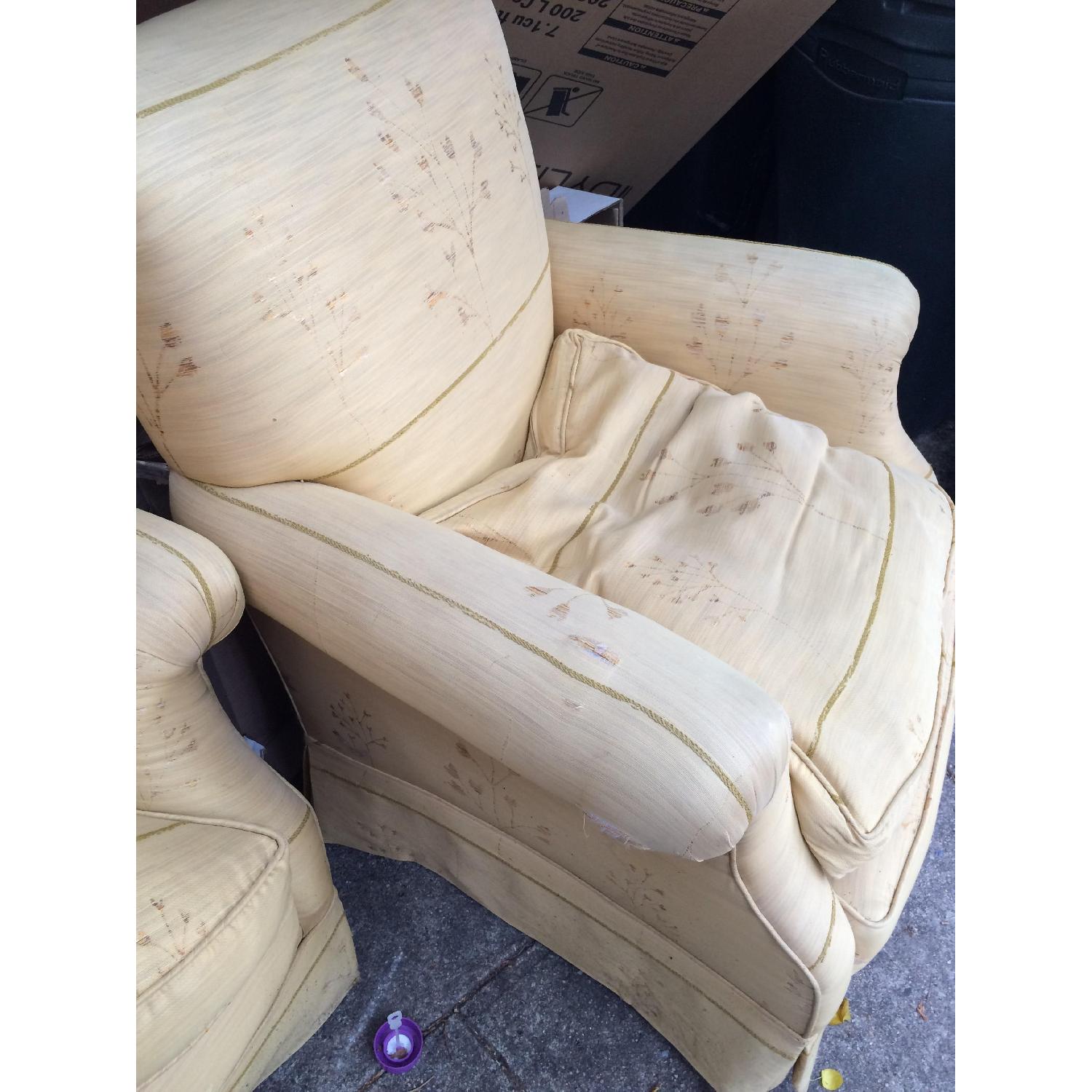 Yellow Silk Arm Chairs - image-2