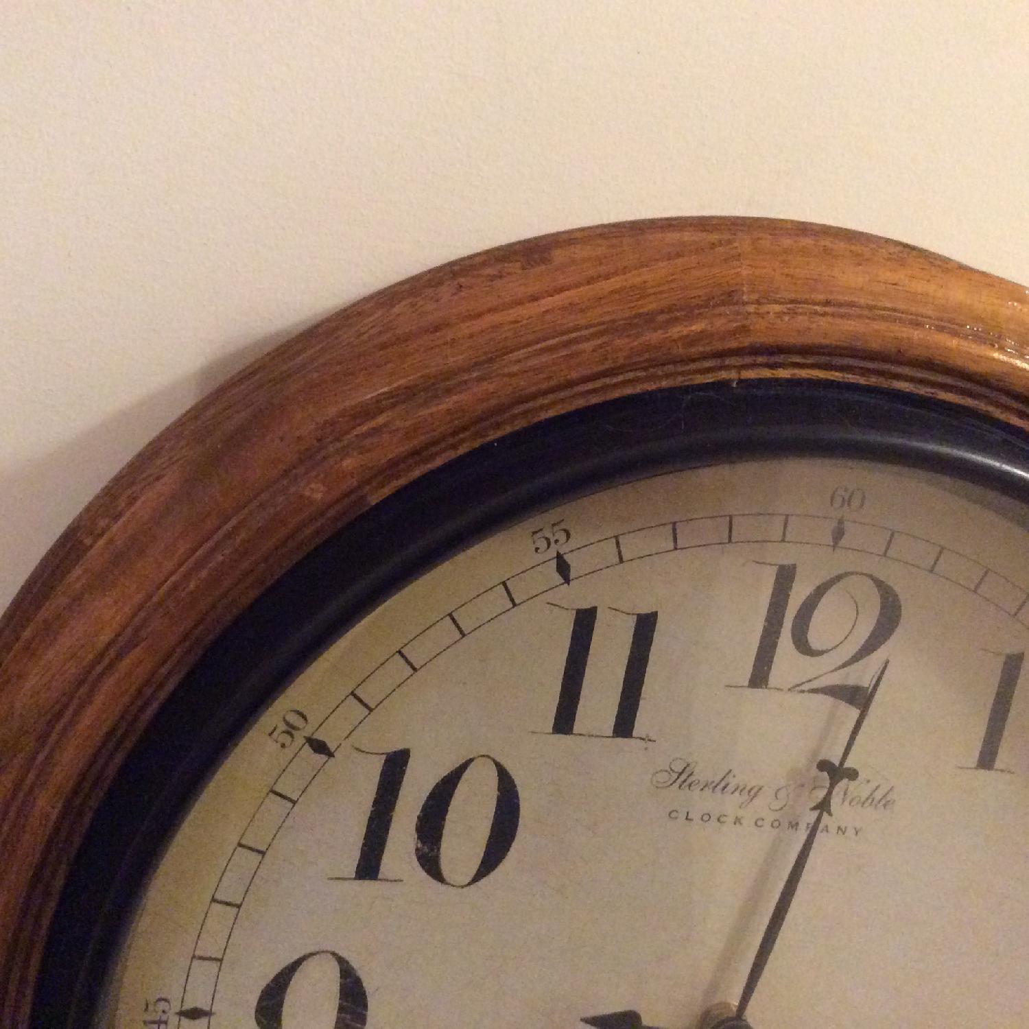 Sterling & Noble Antique Rustic Design Oak Finish Round Clock - image-3