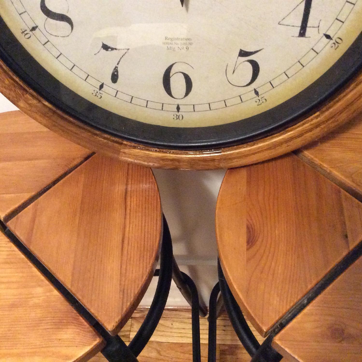 Sterling & Noble Antique Rustic Design Oak Finish Round Clock - image-9