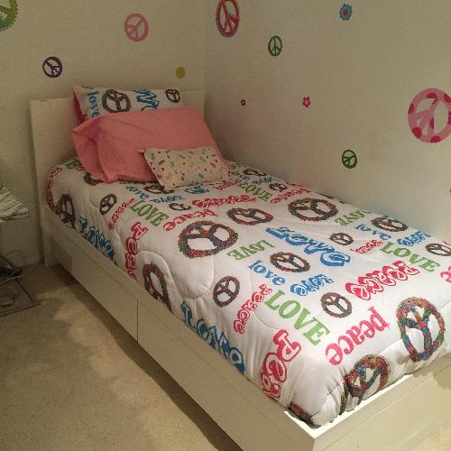 Used Custom Made White Twin Size Bed Frame w/ 2 Storage Drawers for sale on AptDeco