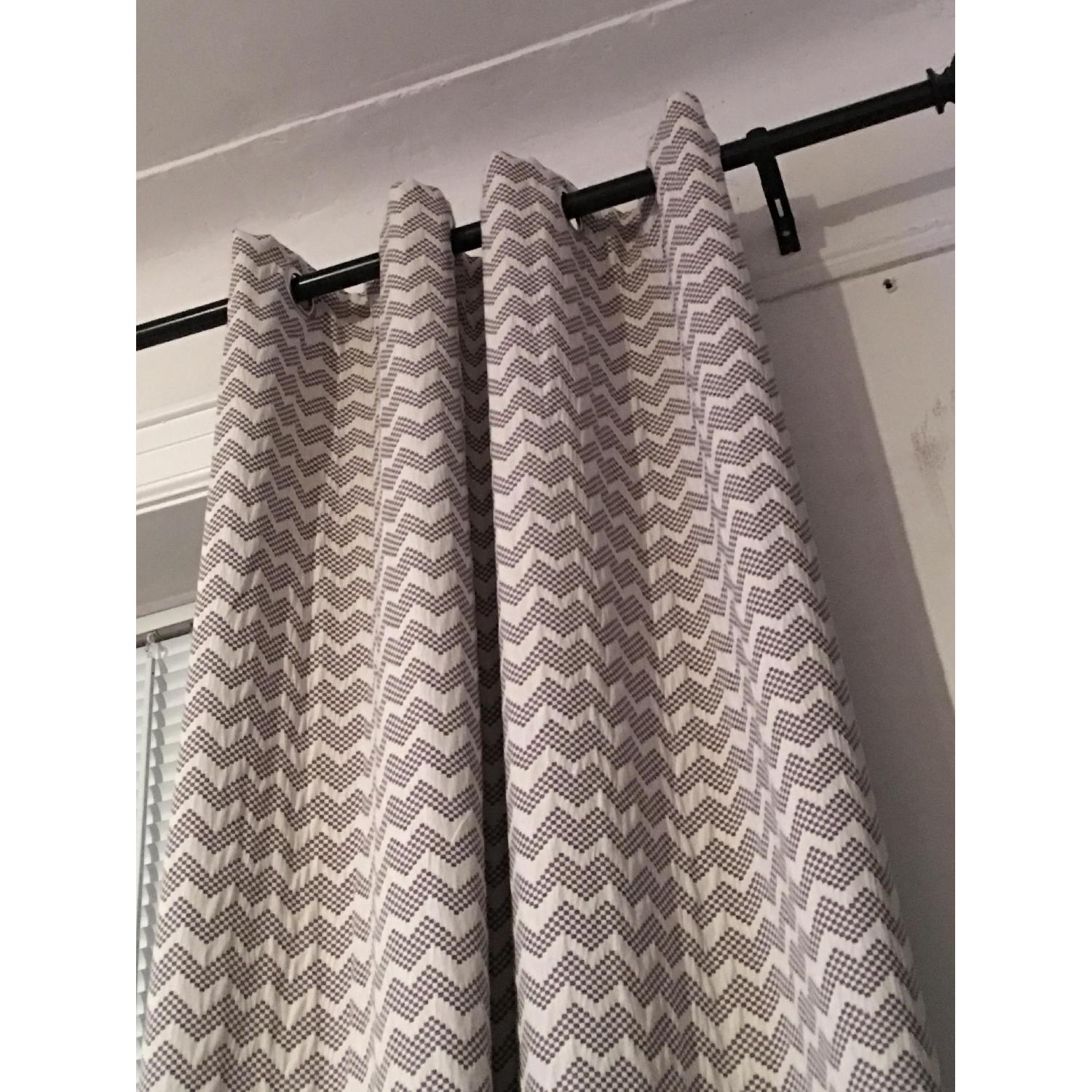 Crate & Barrel Reilly Grey Chevron Curtain Panels - image-1