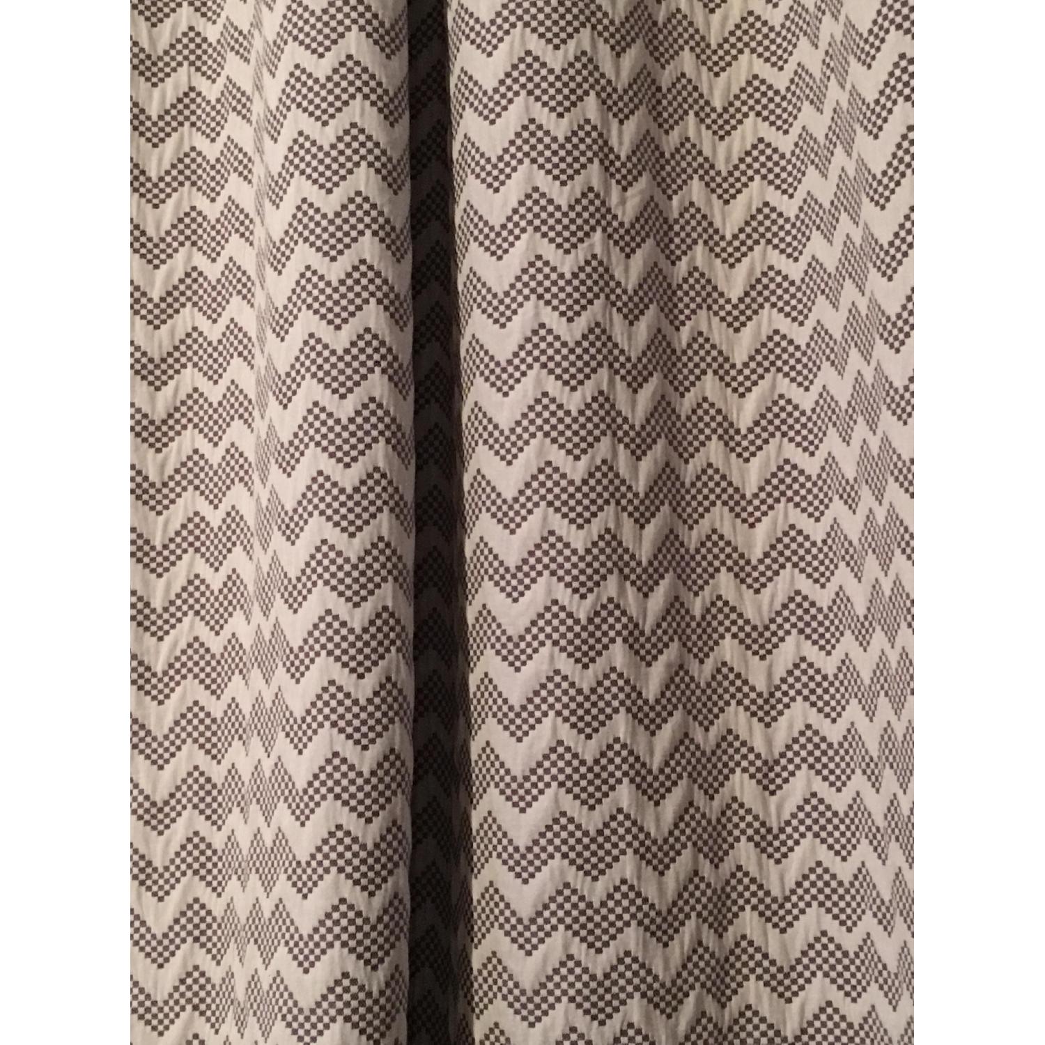 Crate & Barrel Reilly Grey Chevron Curtain Panels - image-2