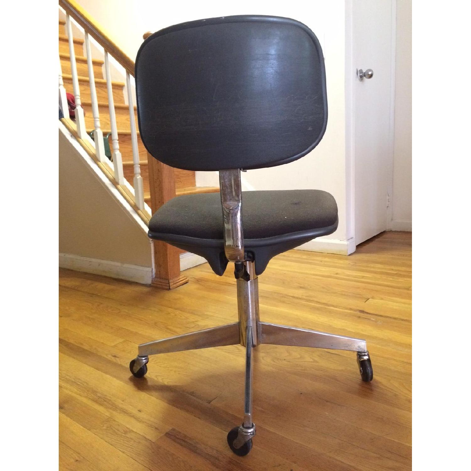 Vintage Black & Chrome Rolling Desk Chair - image-3