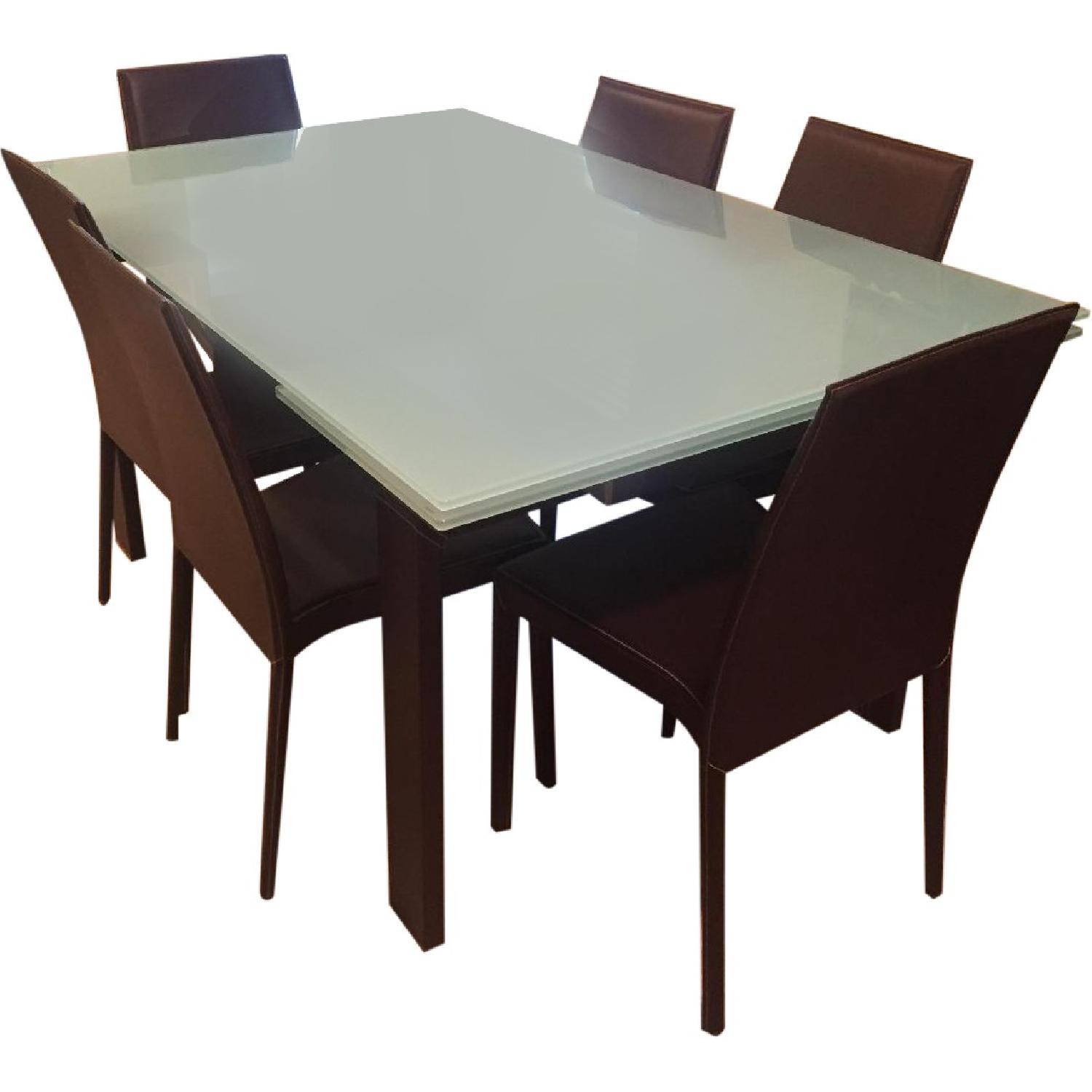 Calligaris Hyper Extension Glass Dining Table w/ 6 Chairs AptDeco