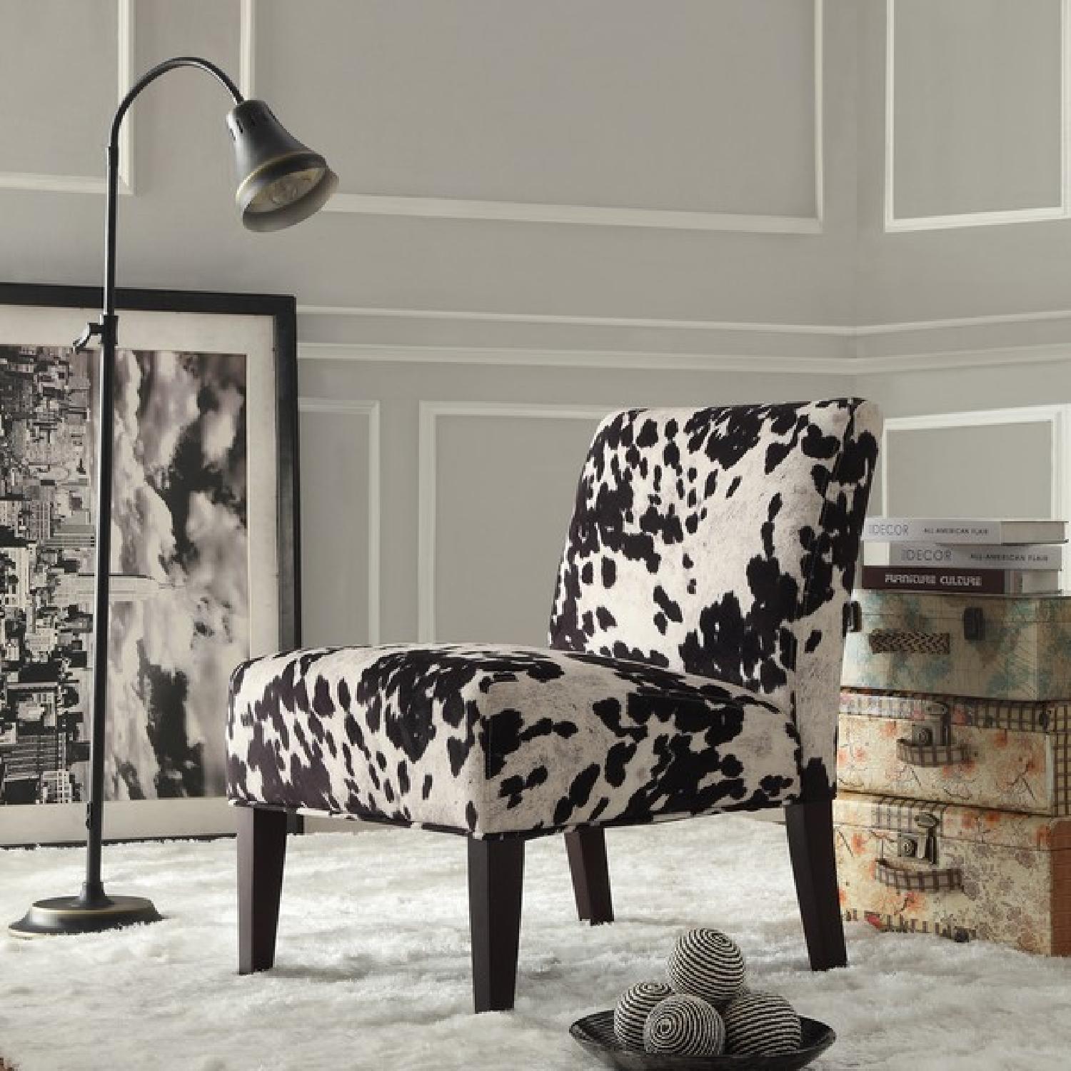 Black & White Faux Cow Hide Accent Chair - image-1