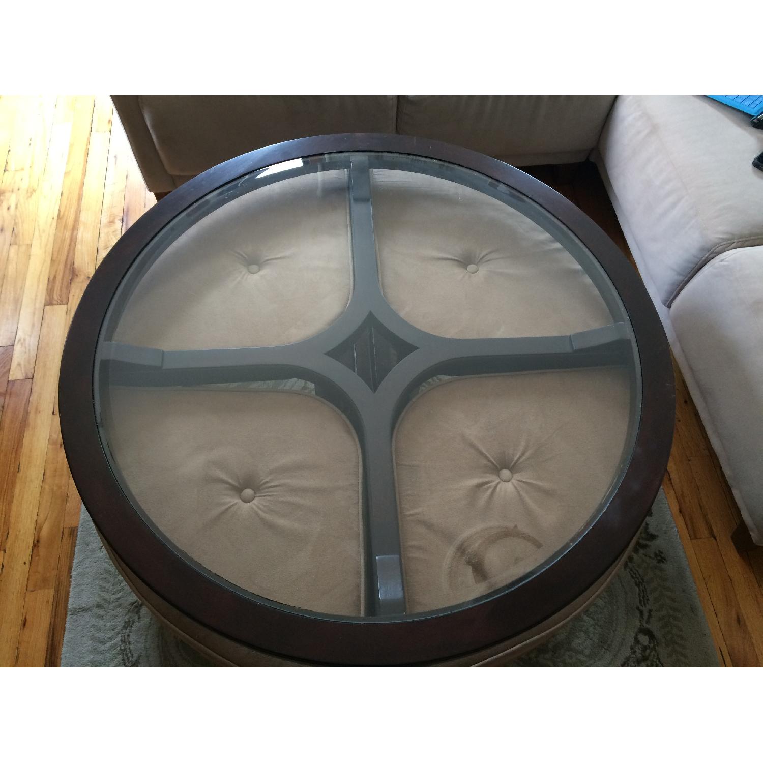 Glass Coffee Table w/ 4 Ottomans - image-3