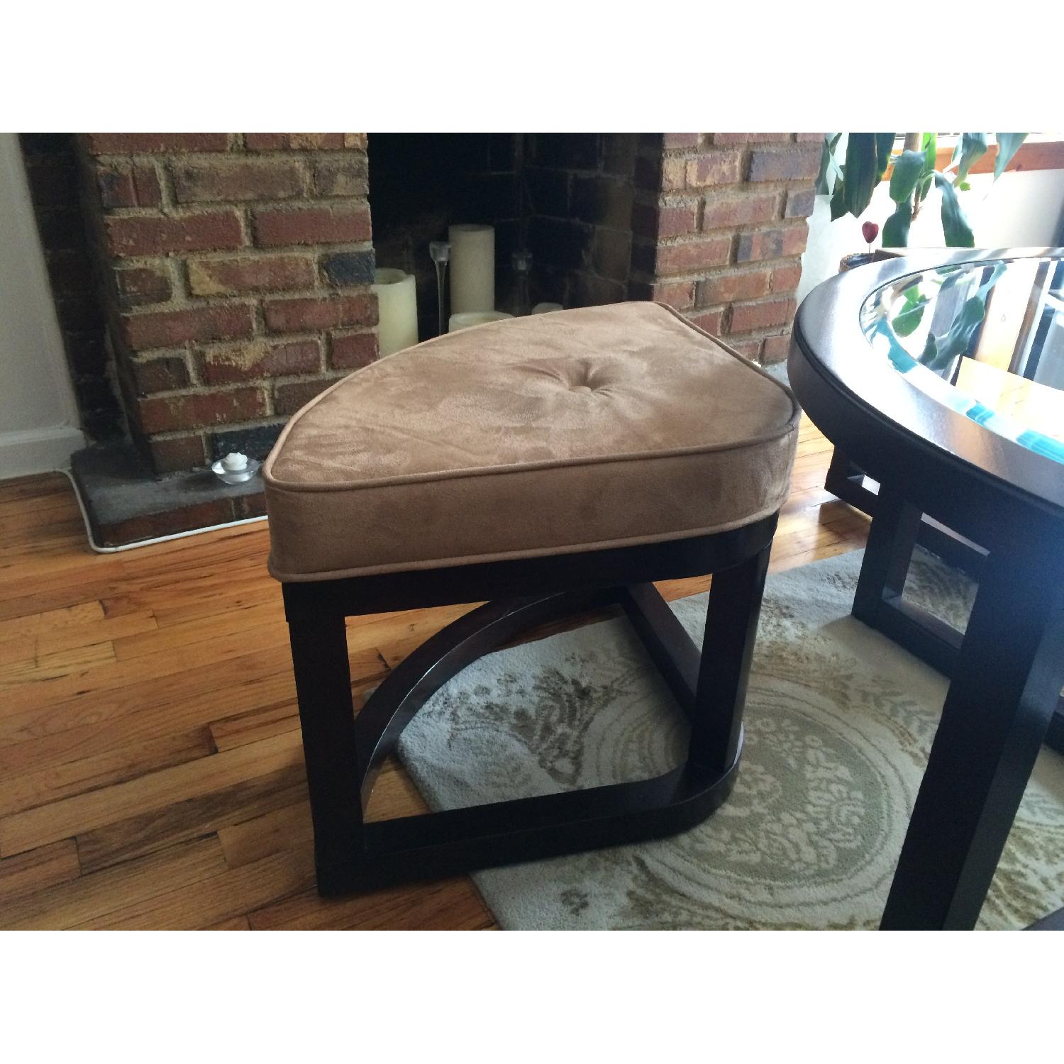 Glass Coffee Table w/ 4 Ottomans - image-4