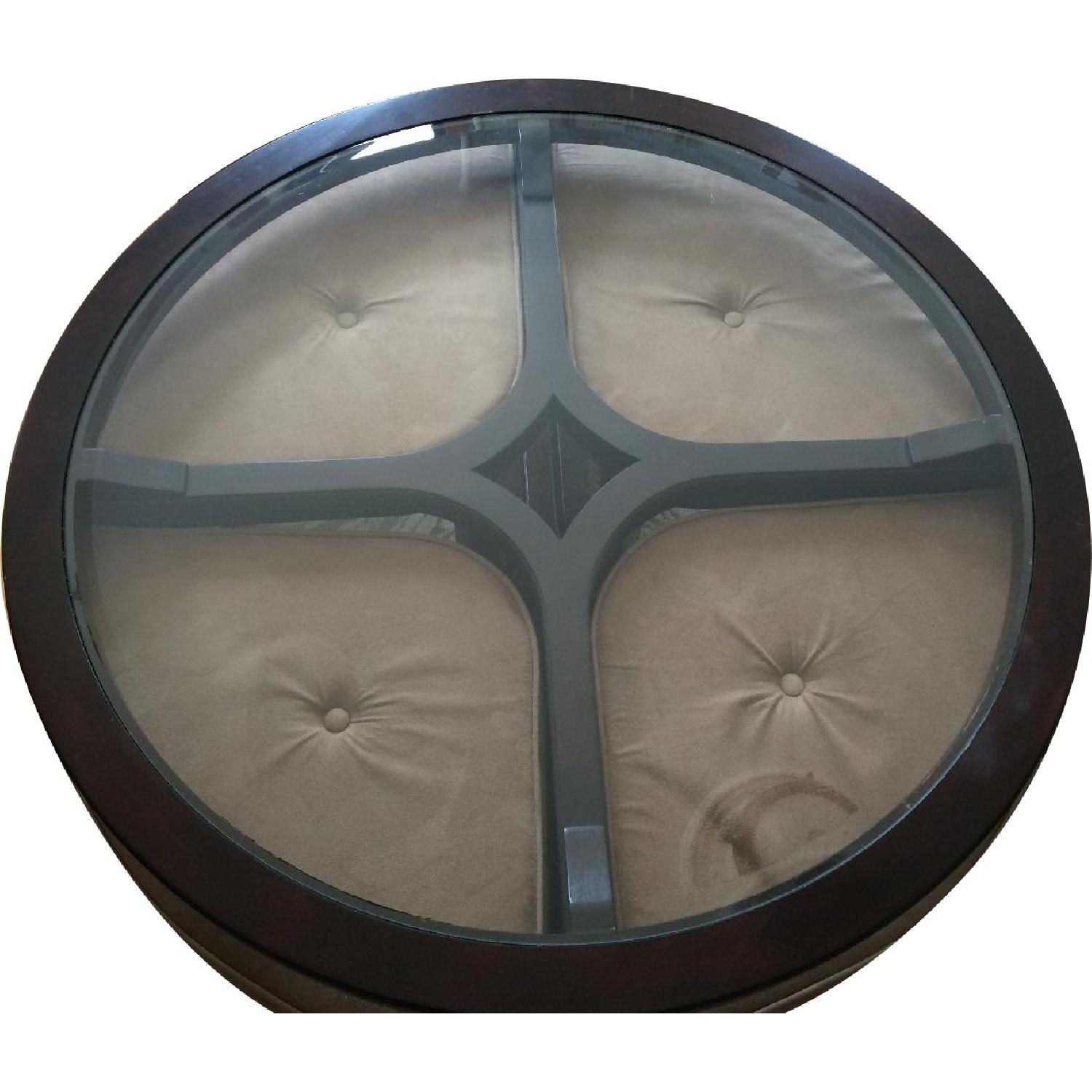 Glass Coffee Table w/ 4 Ottomans - image-6