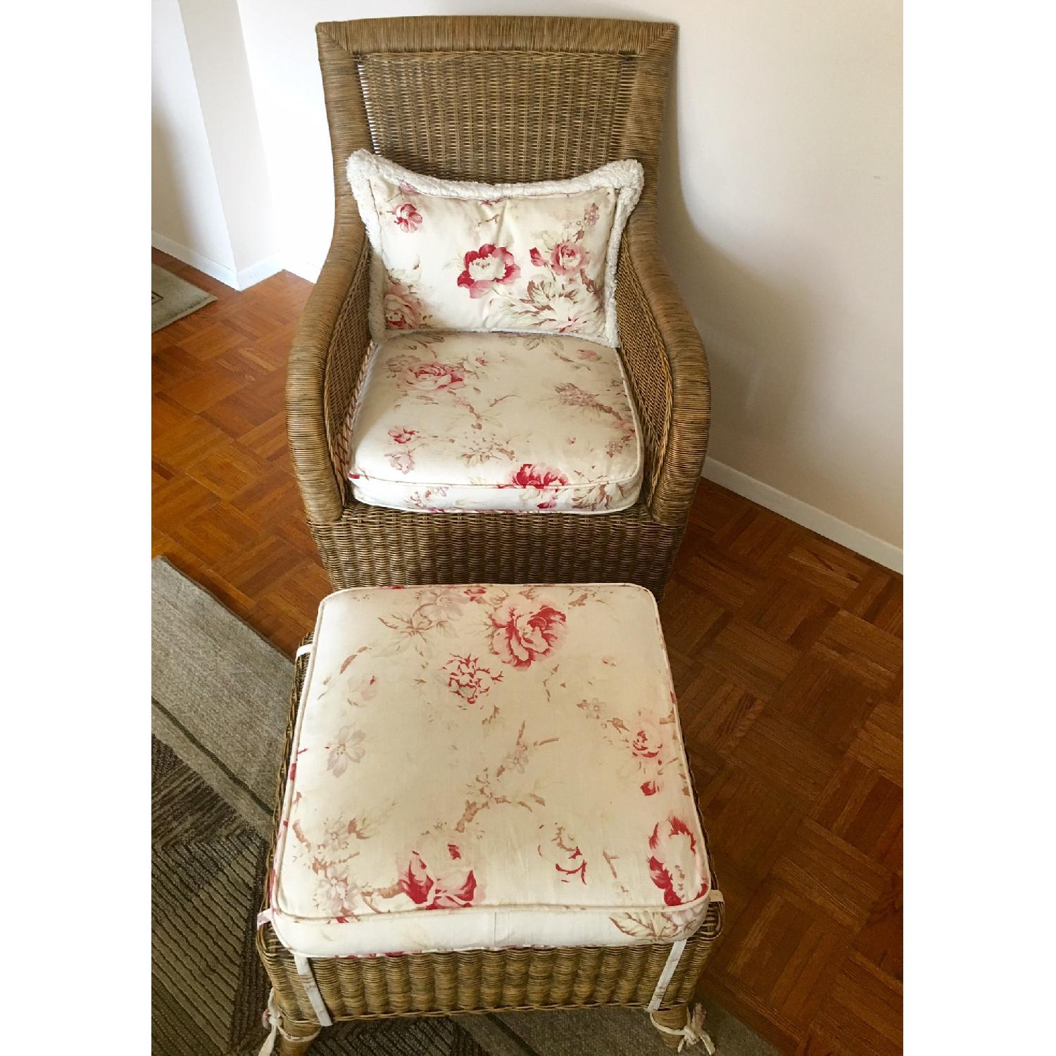 Pottery Barn Wicker Chair & Ottoman - image-2