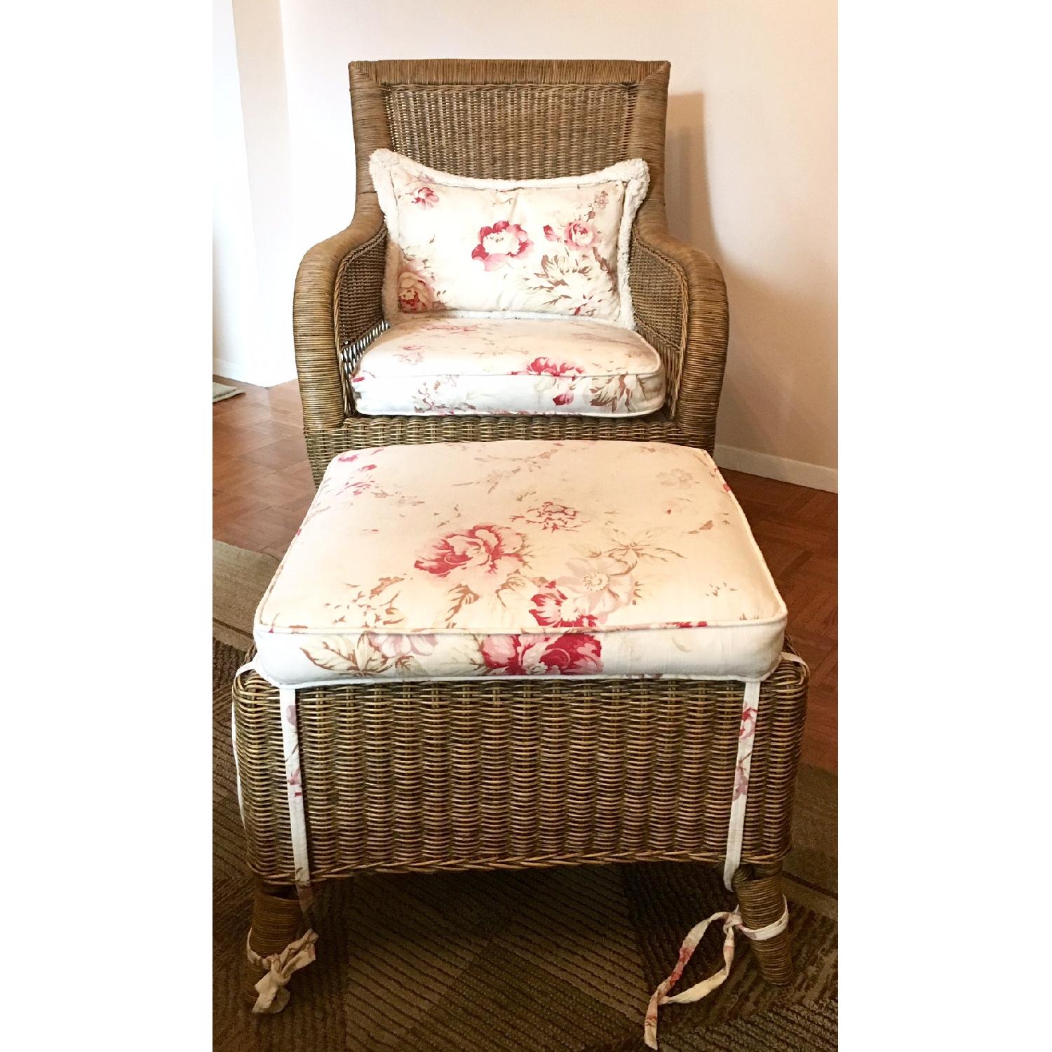 Pottery Barn Wicker Chair & Ottoman - image-5