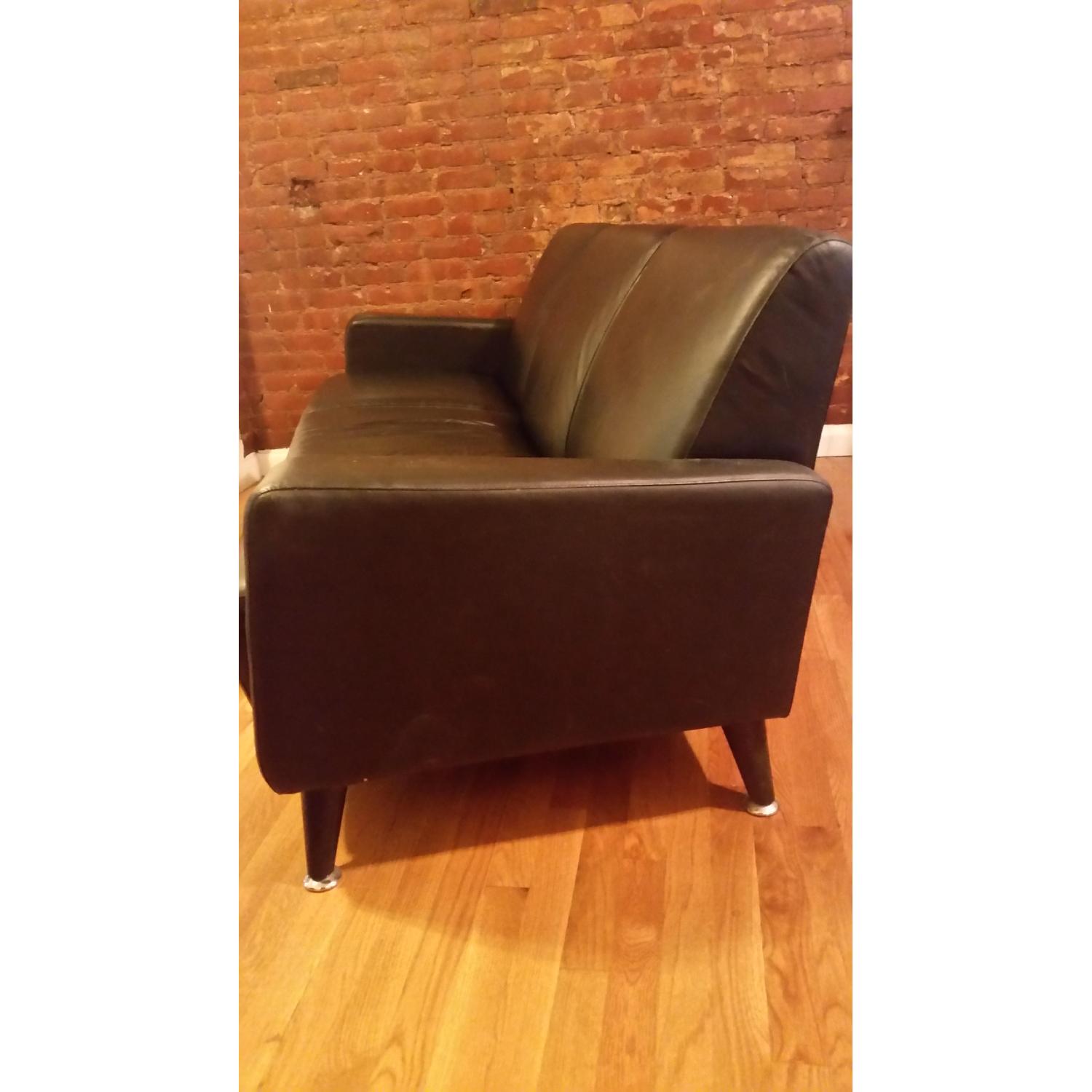 Ikea Black Leather 3Seater Sofa AptDeco