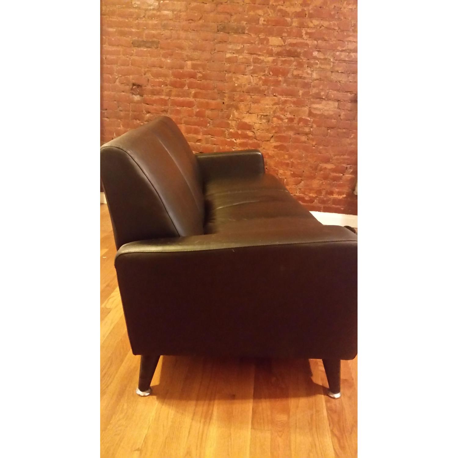 Ikea Black Leather 3Seater Sofa AptDeco