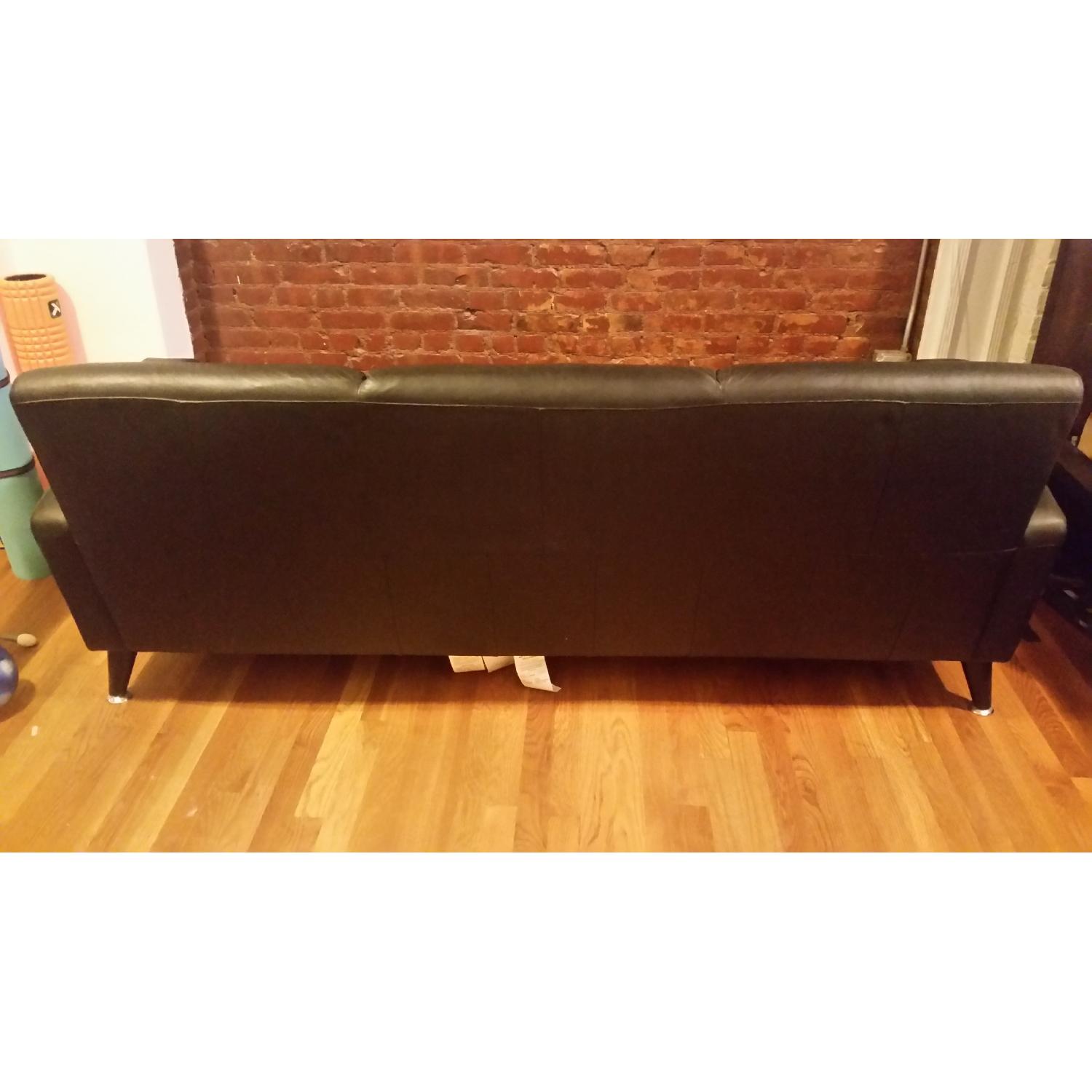 Ikea Black Leather 3Seater Sofa AptDeco