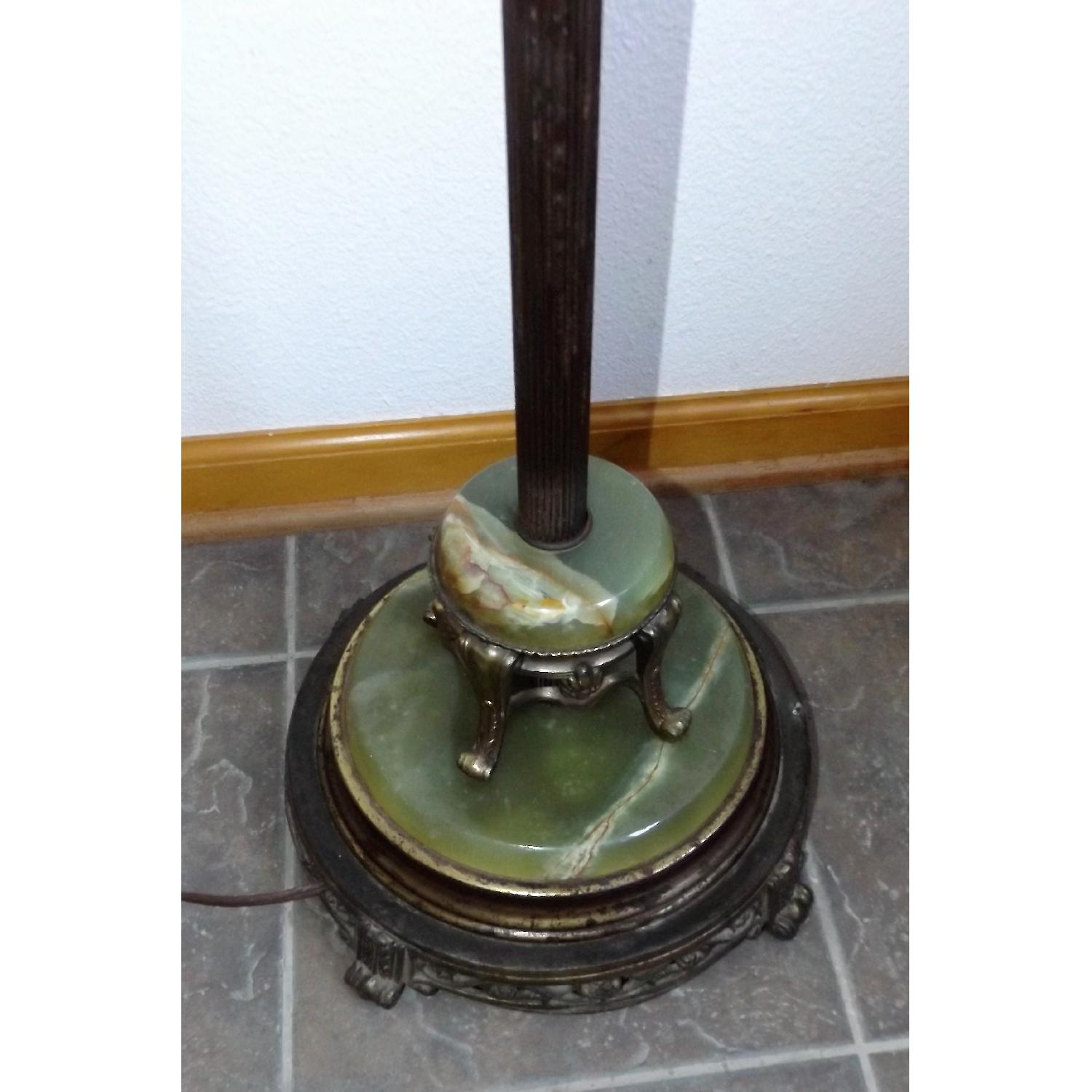 Traditional Art Deco Brass & Green Marble Floor Lamp - image-3