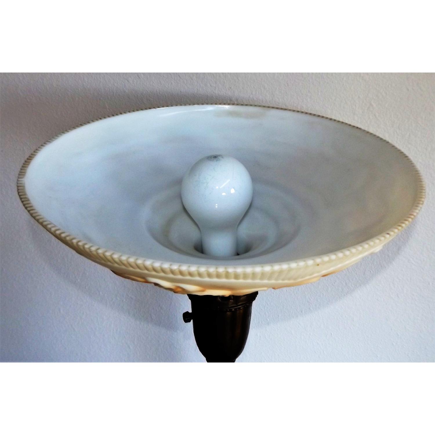 Traditional Art Deco Brass & Green Marble Floor Lamp - image-4