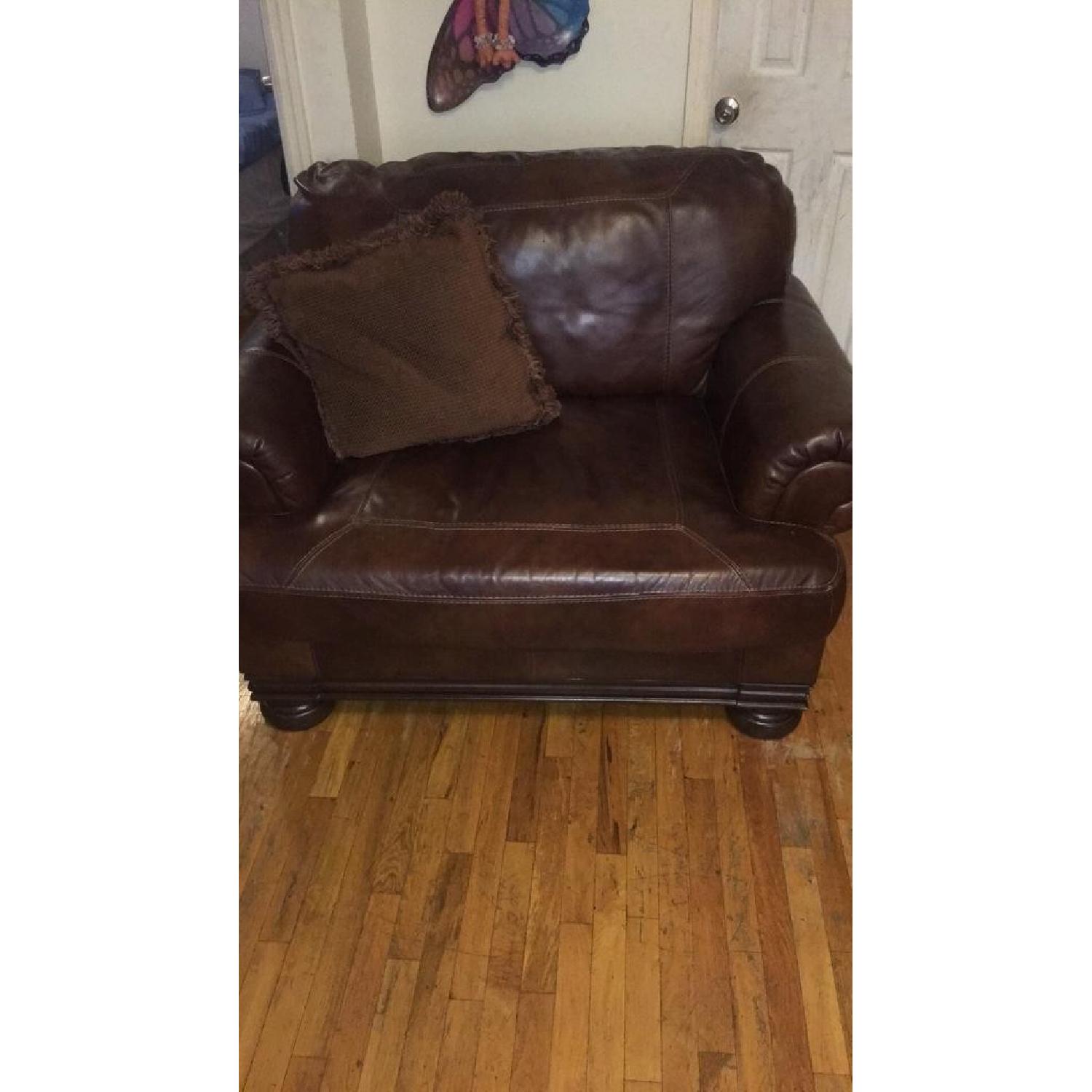 Ashley Banner Brown Leather Sofa Aptdeco