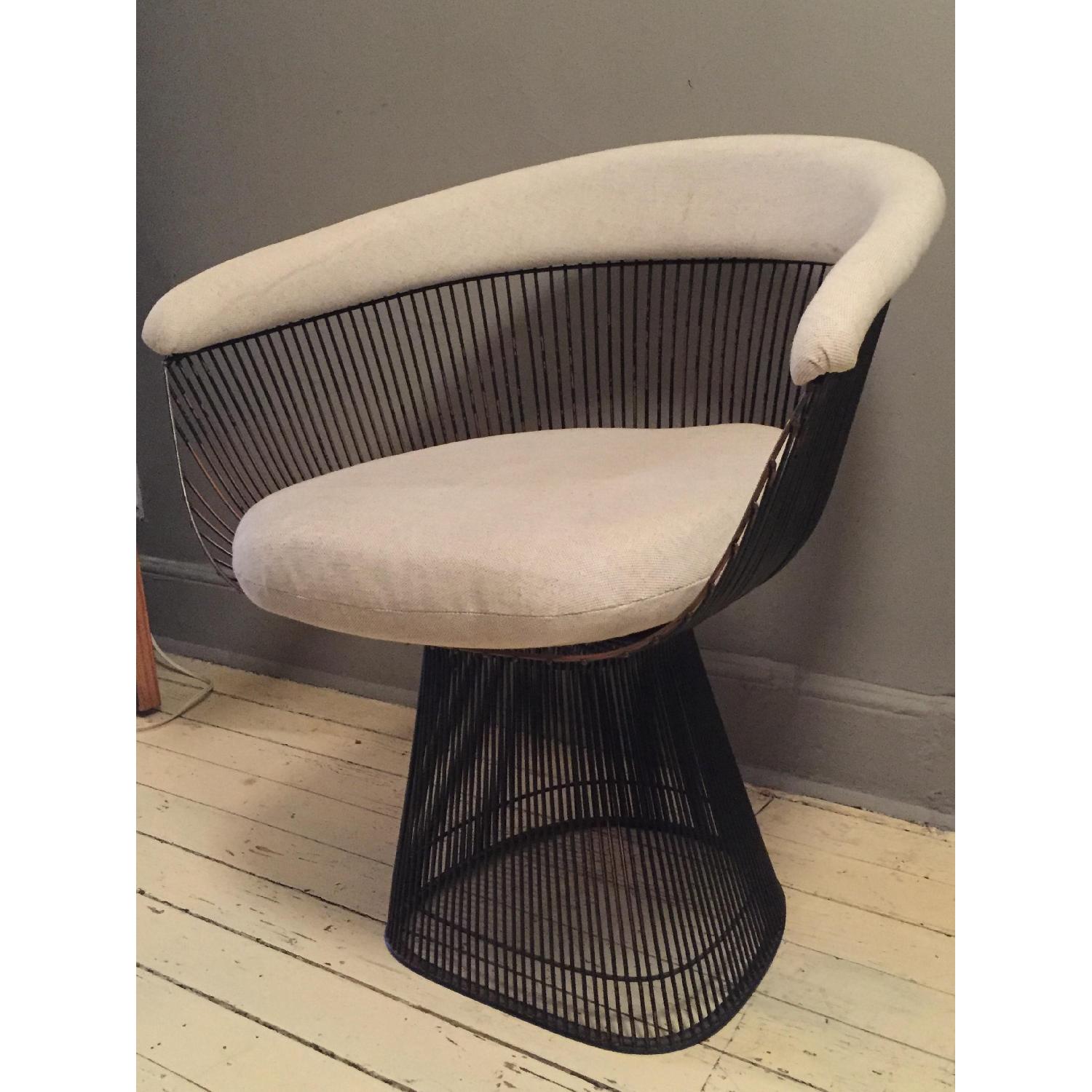 Knoll Warren Platner Reupholstered Belgian Linen Chairs - image-1