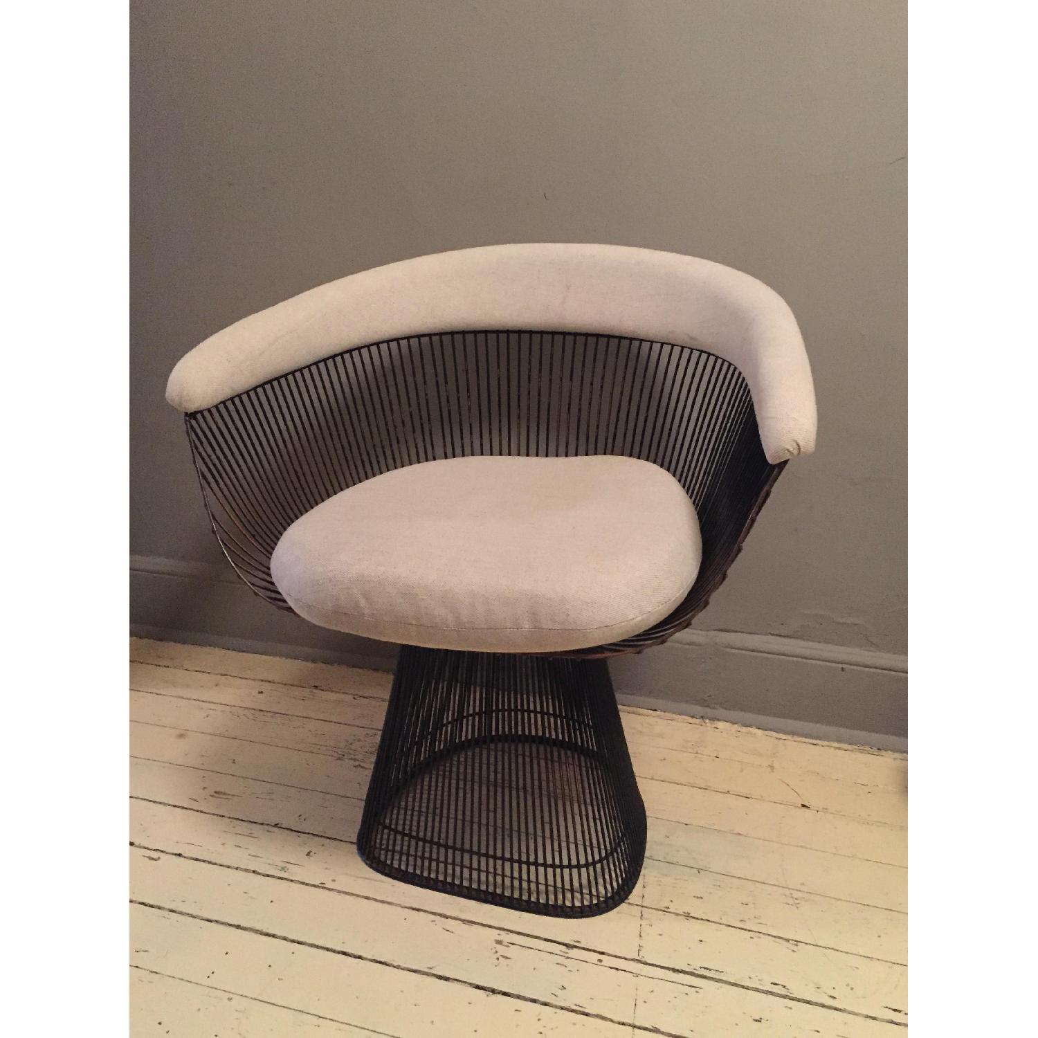 Knoll Warren Platner Reupholstered Belgian Linen Chairs - image-3