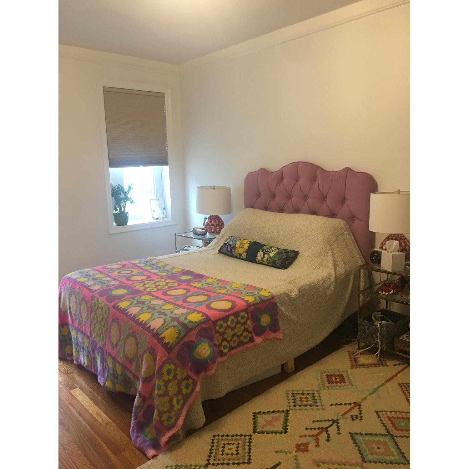 Purple Velvet Tufted Queen Headboard - image-1