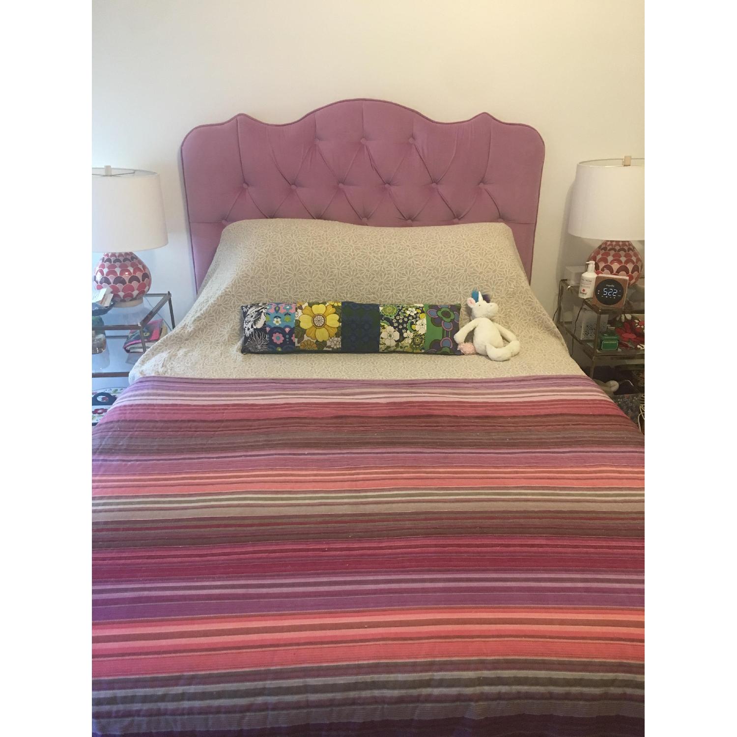 Purple Velvet Tufted Queen Headboard - image-2