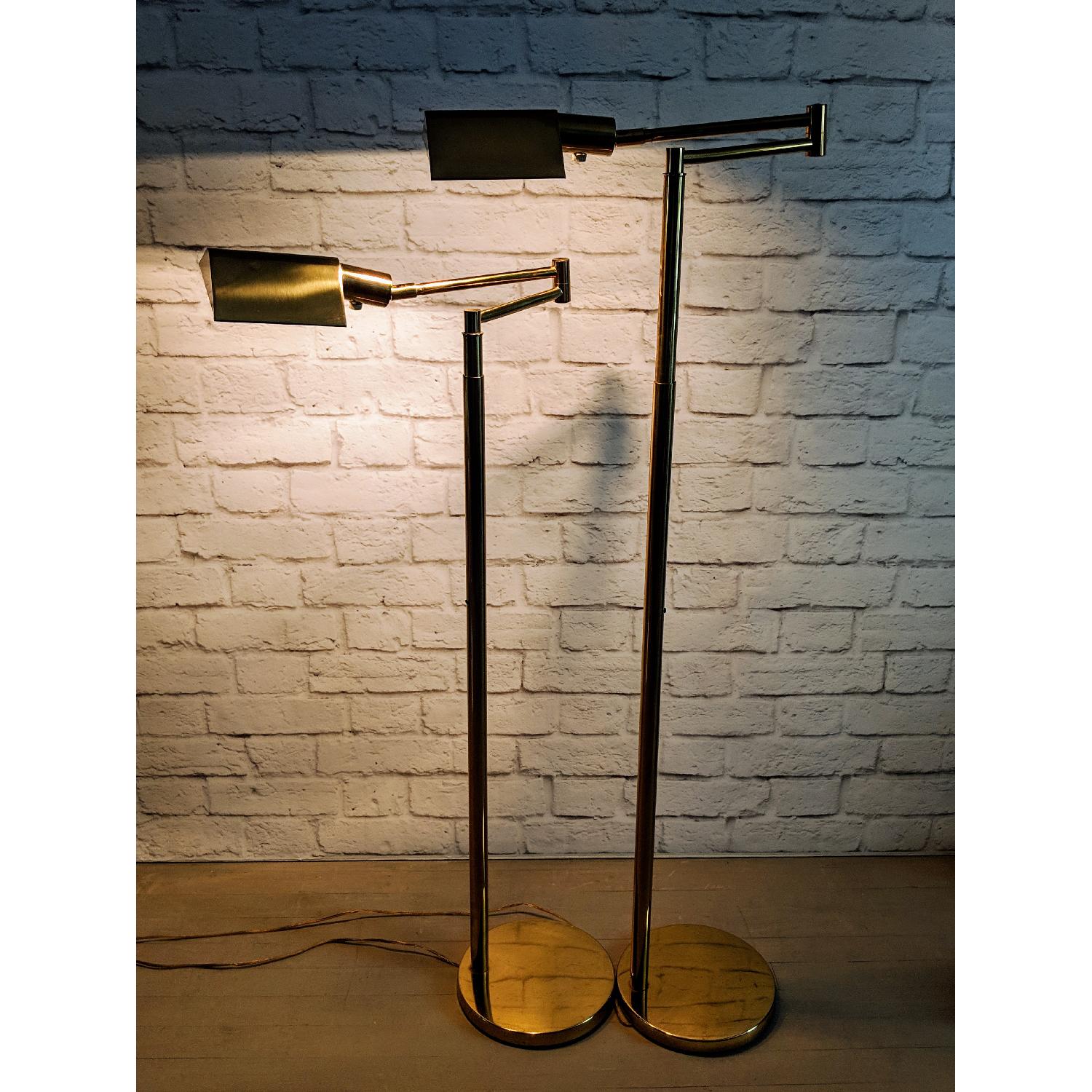 Koch & Lowy Mid-Century Modern Adjustable Brass Floor Lamps - image-1