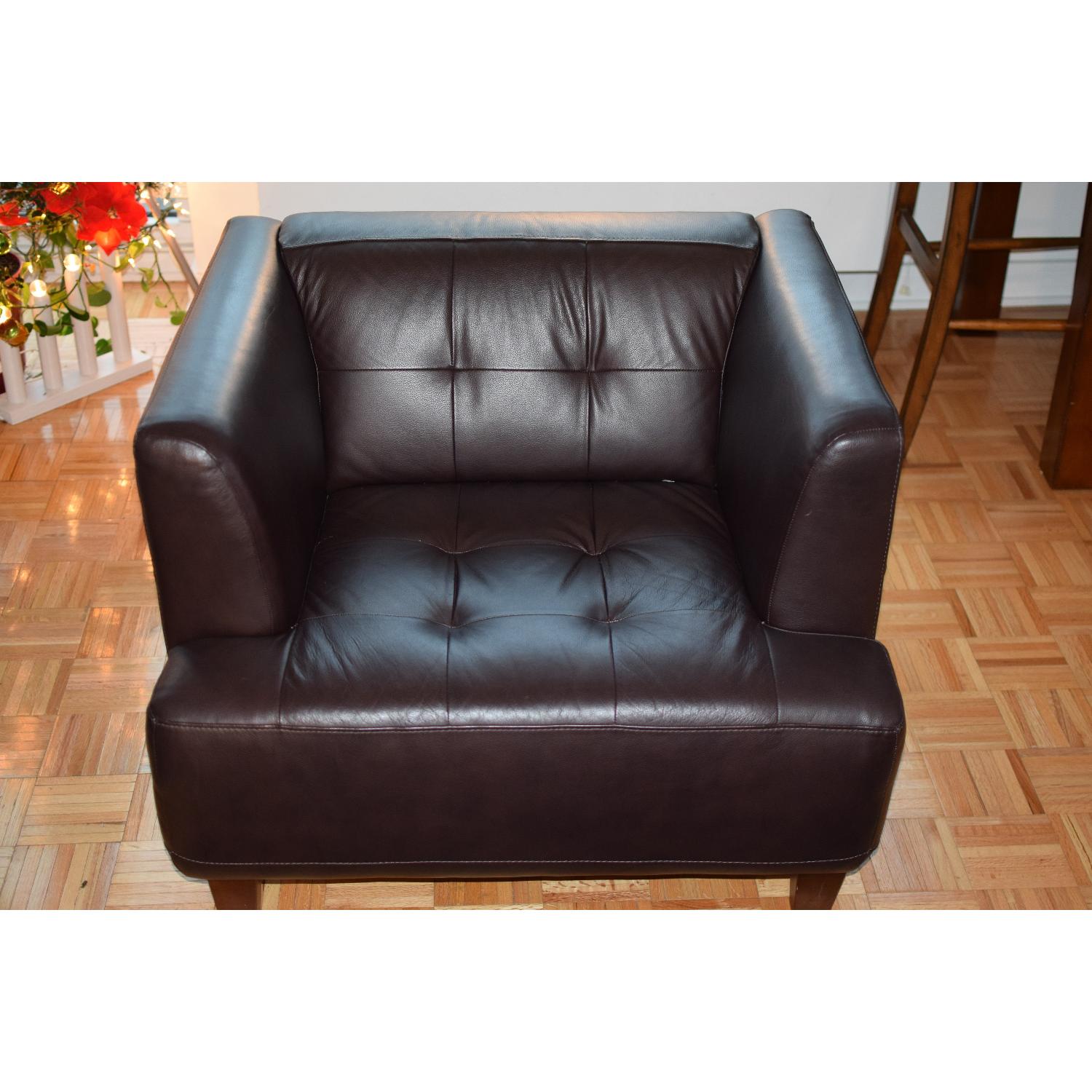 Macy's Brown Leather 3 Seater Sofa + Chair AptDeco