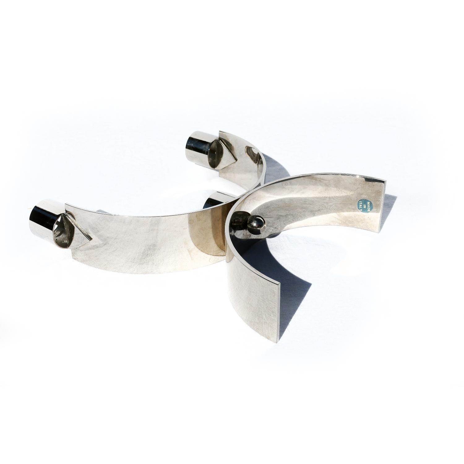 Italian Modern Chrome Candle Holder - image-3