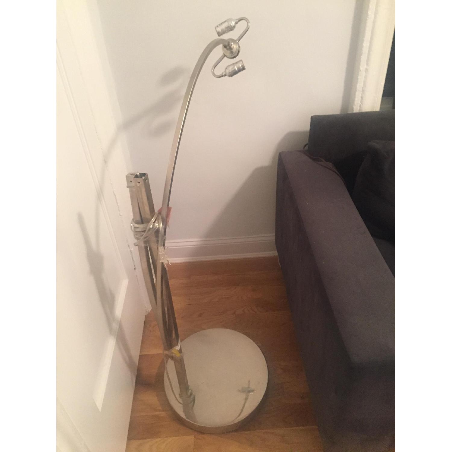 West Elm Overarching Linen Shade Floor Lamp - image-4