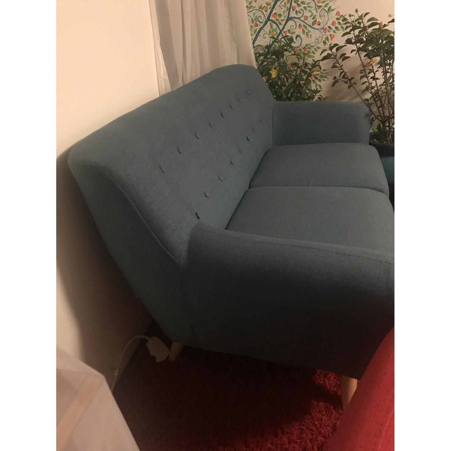 Divano Roma Mid-Century Modern Tufted Linen Loveseat - image-2