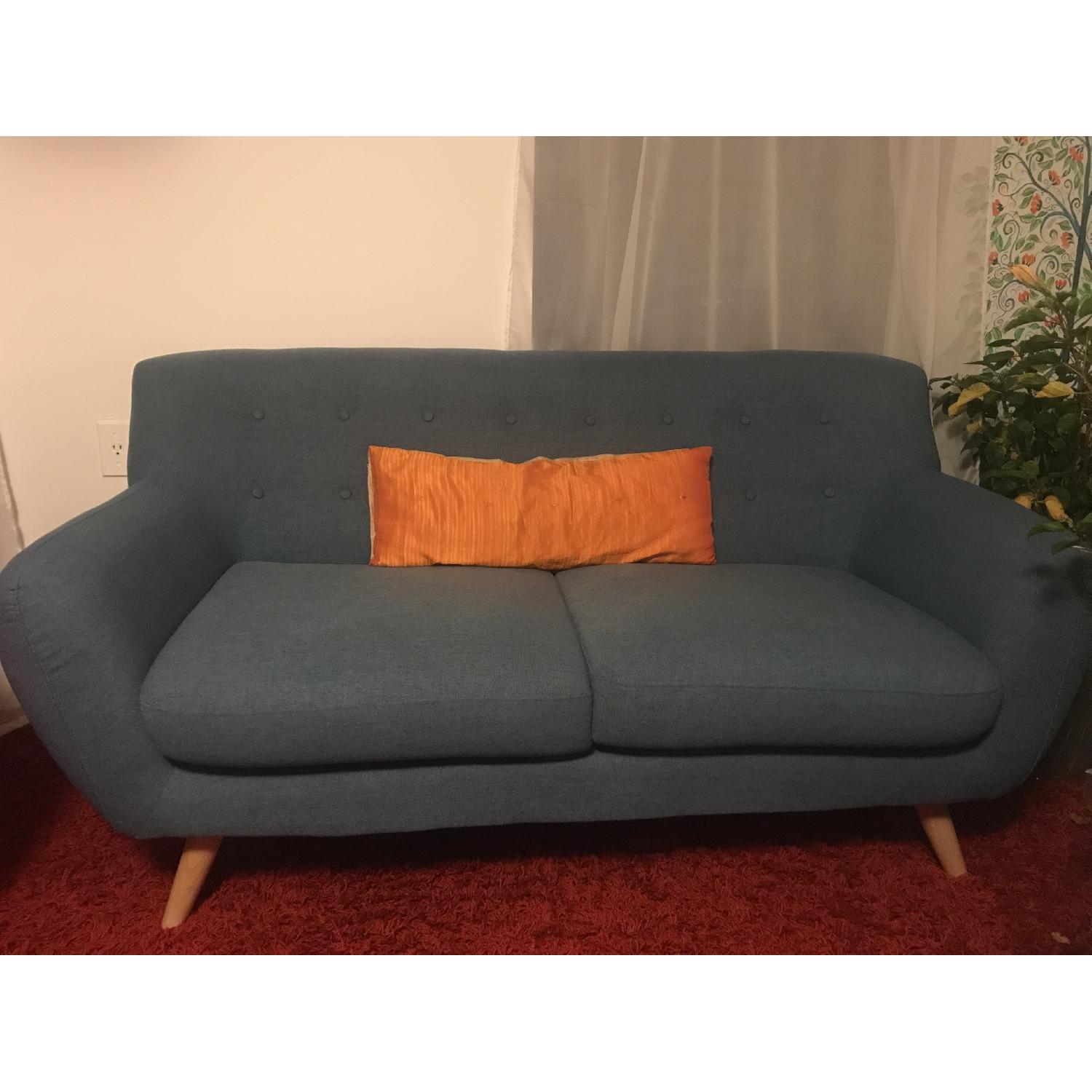 Divano Roma Mid-Century Modern Tufted Linen Loveseat - image-3