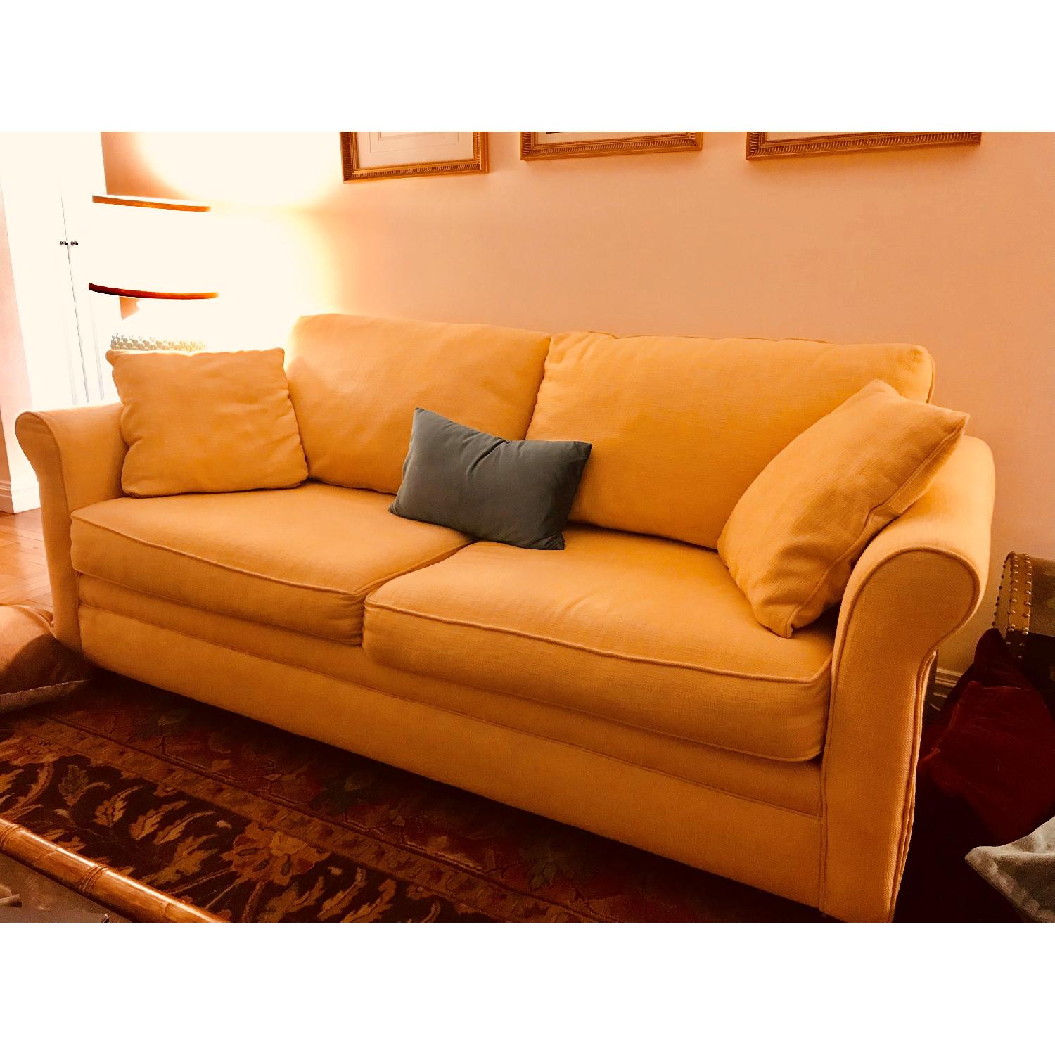 Ashley Pale Yellow Linen Weave Sleeper Sofa - image-2