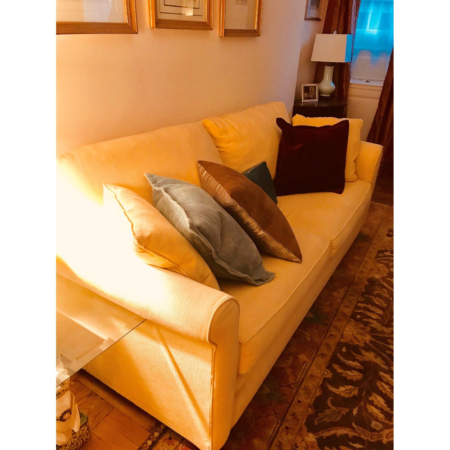 Ashley Pale Yellow Linen Weave Sleeper Sofa - image-3