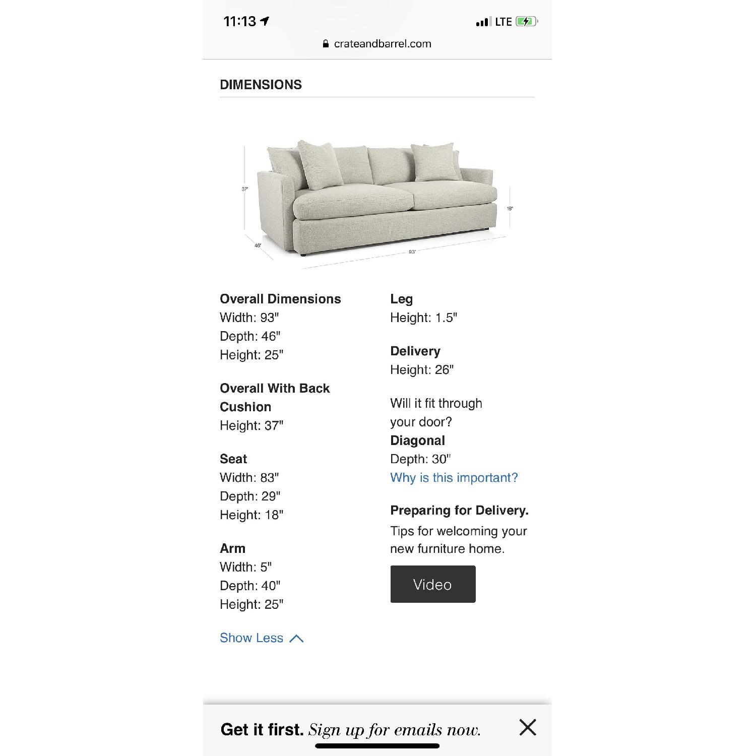 Crate & Barrel Lounge II Sofa & Storage Ottoman - image-4