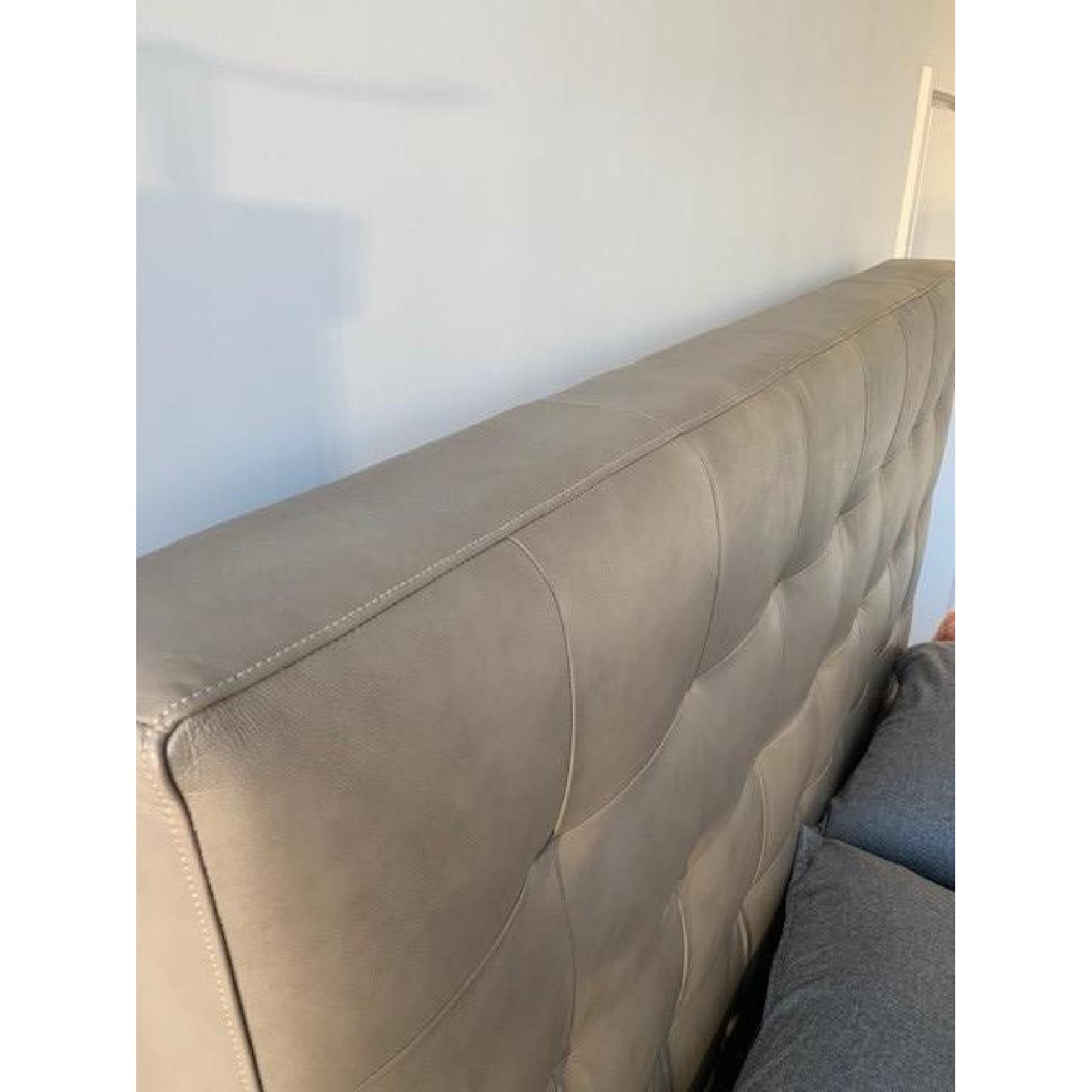 West Elm High Grid-Tufted Queen Headboard in Gray Leather - image-7