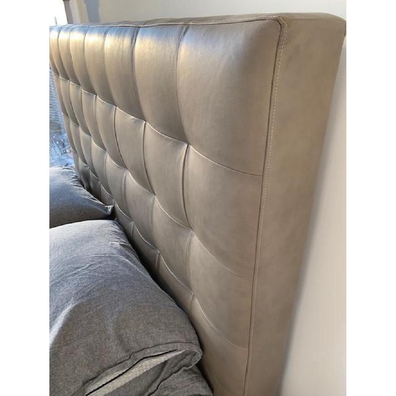 West Elm High Grid-Tufted Queen Headboard in Gray Leather - image-8
