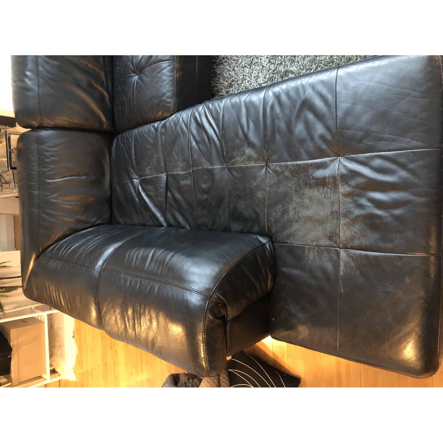 Black Leather L-Shaped Sectional Sofa - image-4