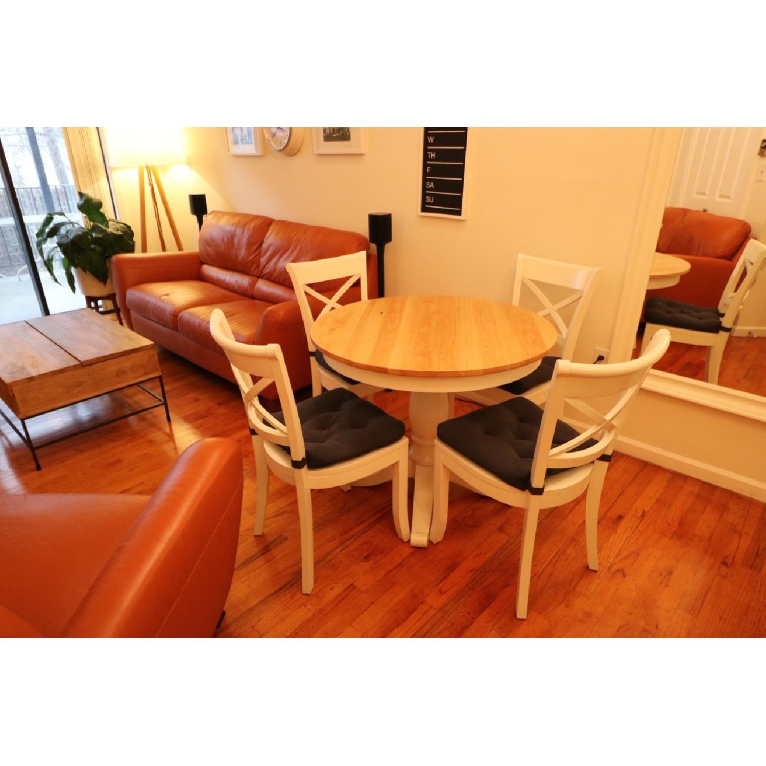 Crate & Barrel Avalon Round Dining Table w/ 4 Chairs - image-1