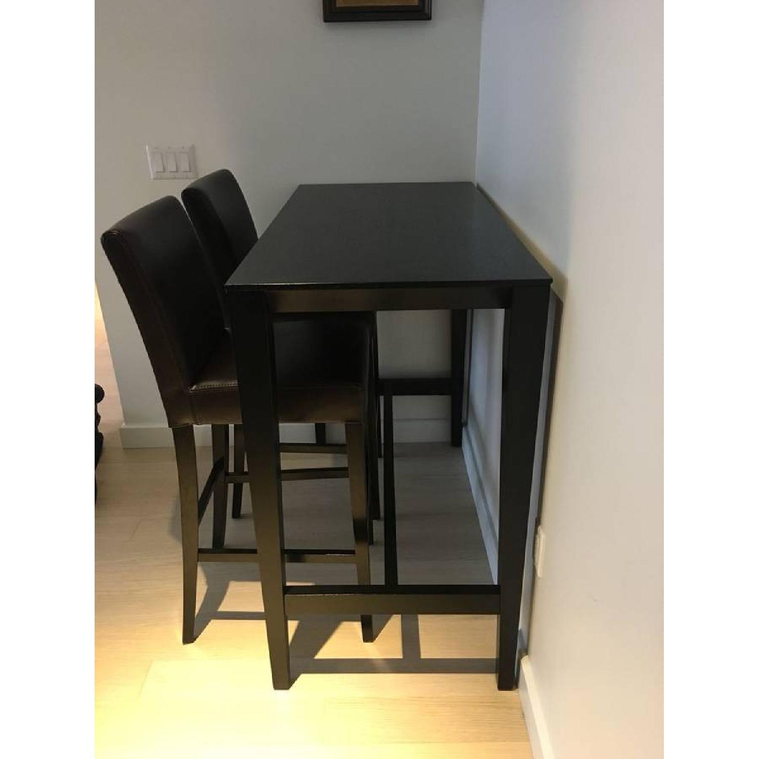 Crate & Barrel Triad Table w/ 2 Lowe Bar Chairs AptDeco