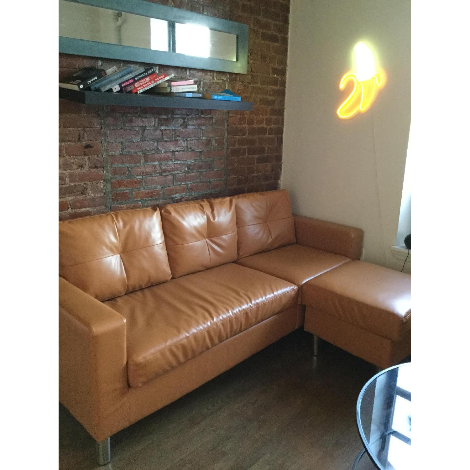 Zipcode Design Faux Leather Sectional Sofa & Ottoman - image-1