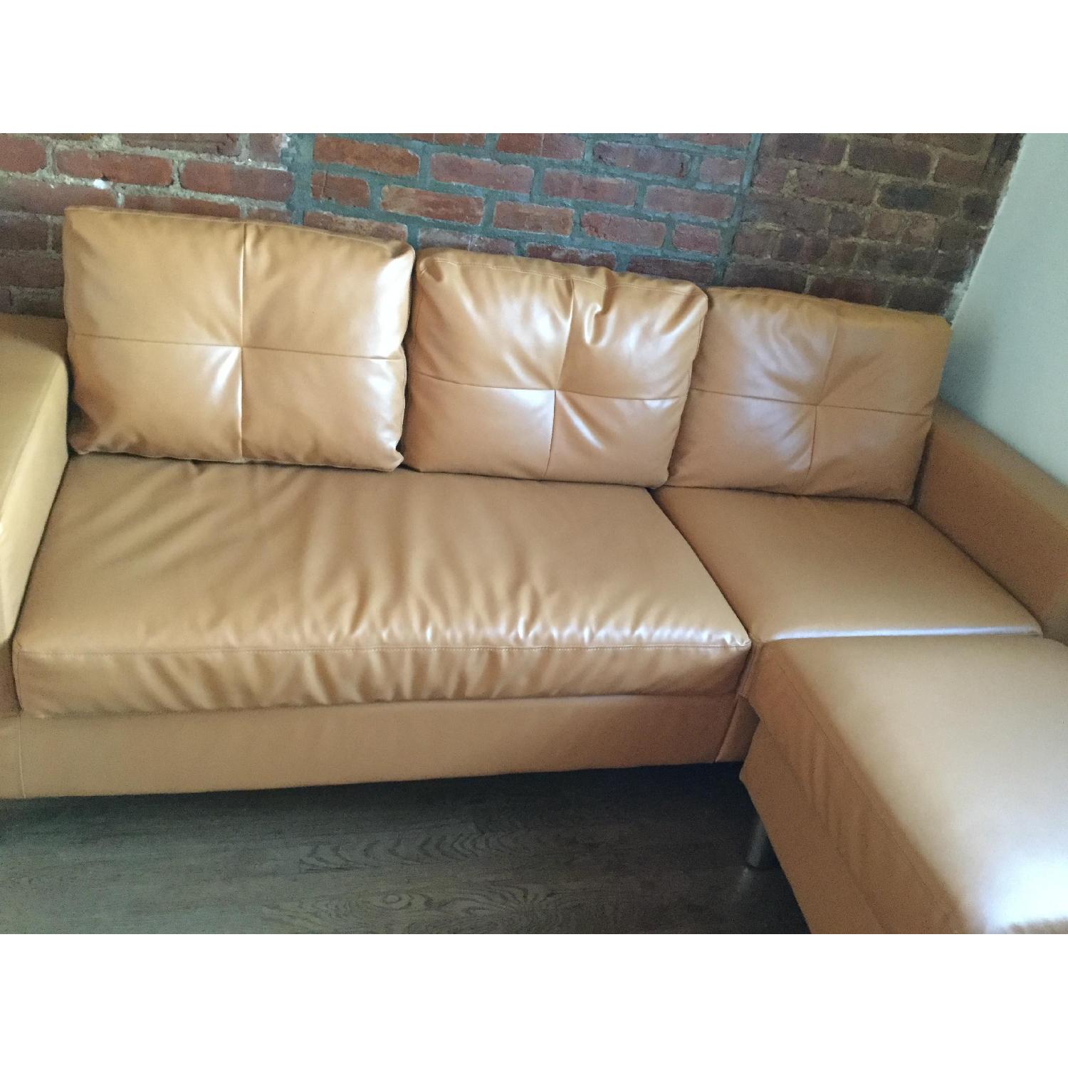 Zipcode Design Faux Leather Sectional Sofa & Ottoman - image-2
