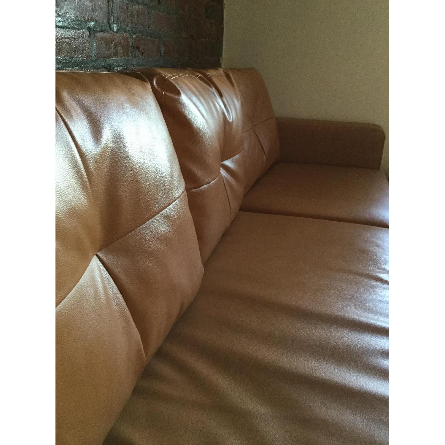 Zipcode Design Faux Leather Sectional Sofa & Ottoman - image-3
