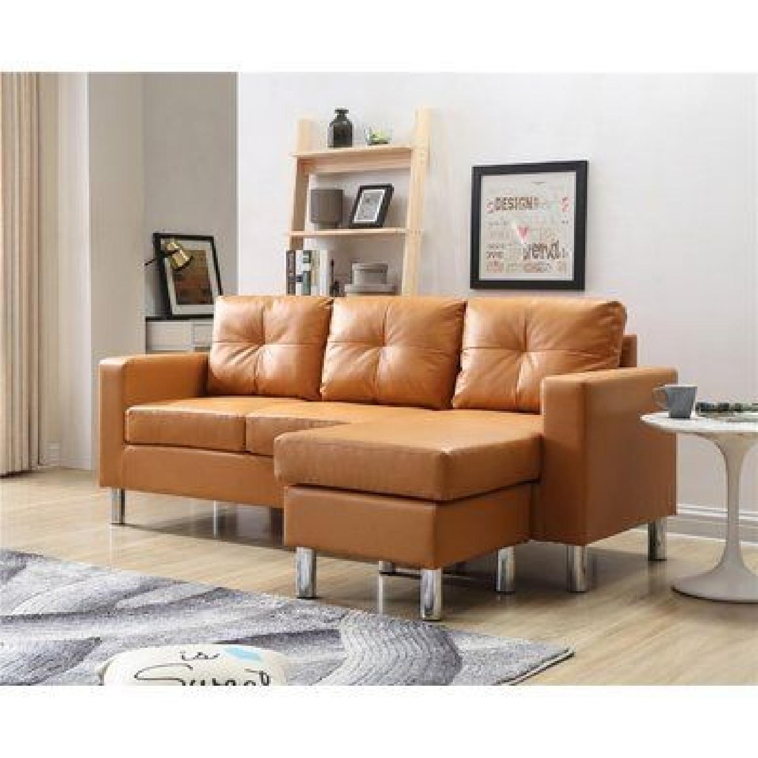 Zipcode Design Faux Leather Sectional Sofa & Ottoman - image-5