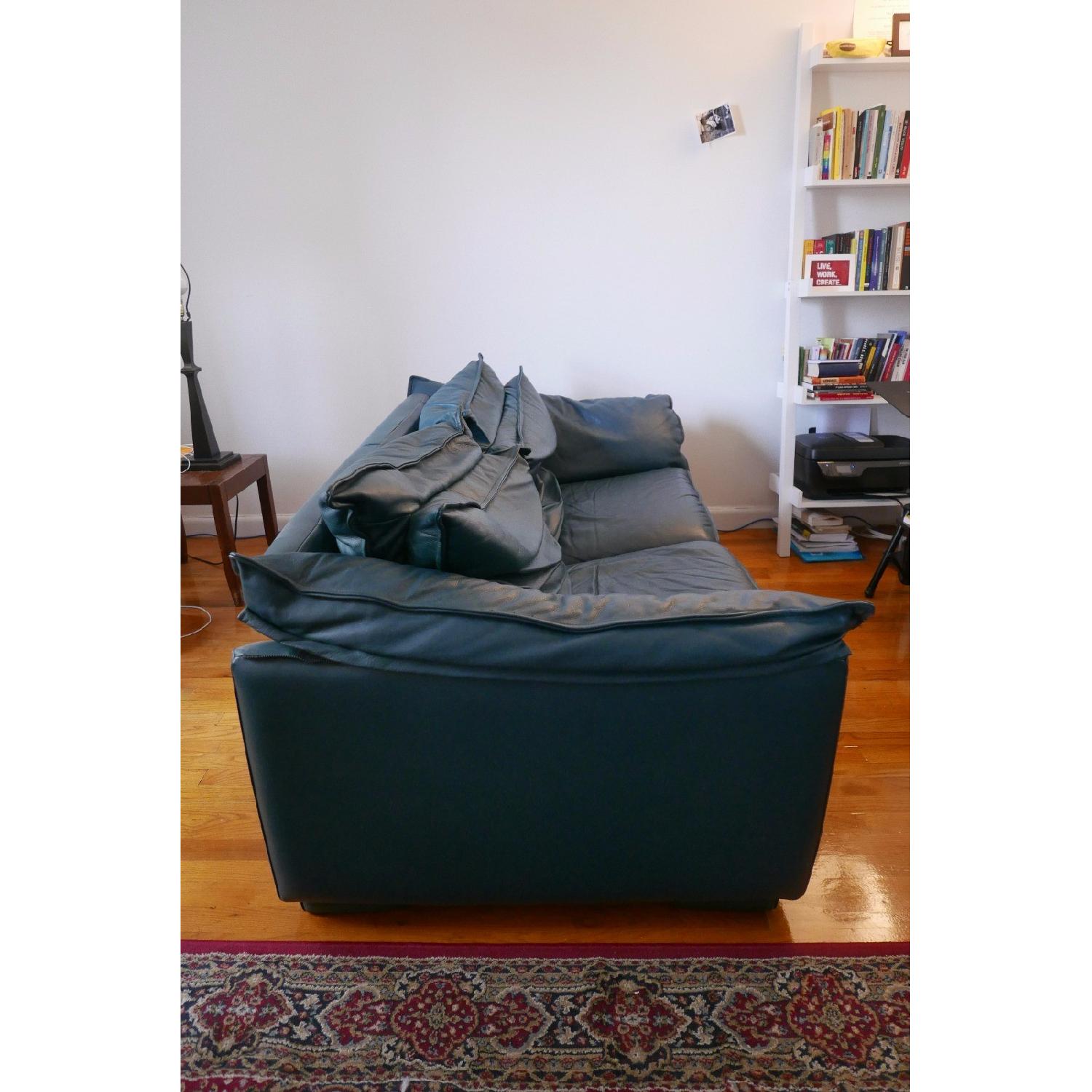 Modern Style Green Leather Sofa - image-3