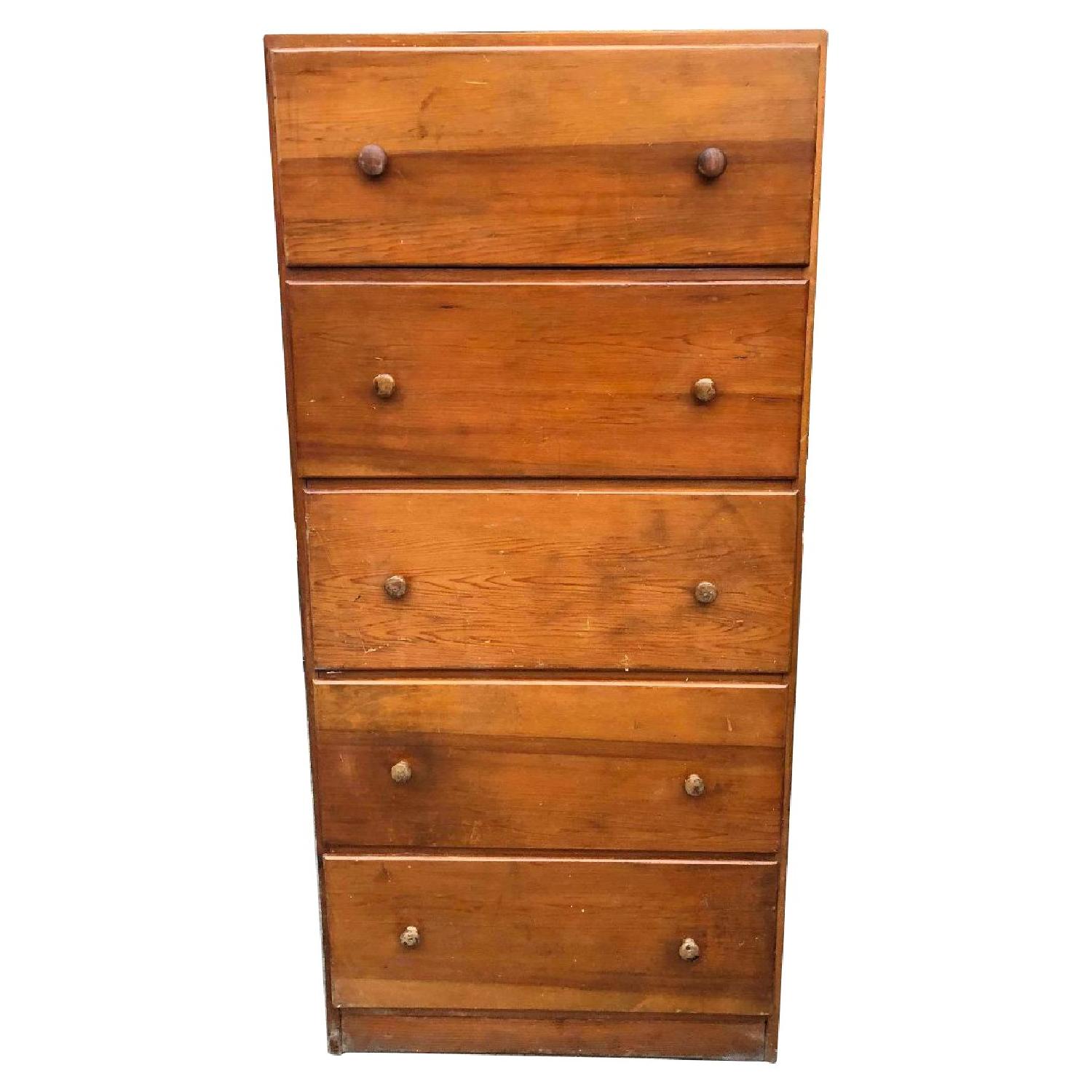 Vintage Solid Wood 5 Drawer Dresser AptDeco