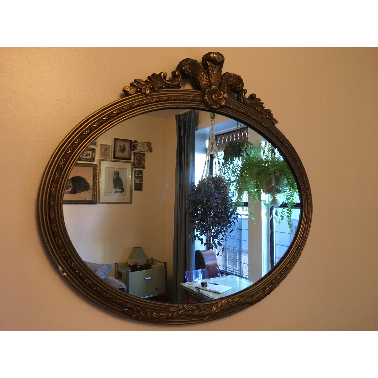 Antique Gold Oval Mirror - AptDeco